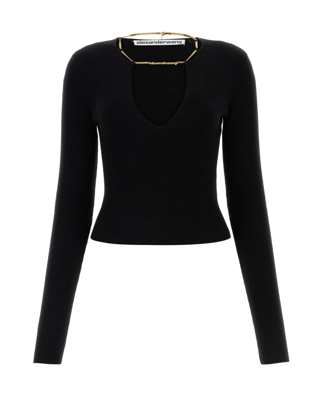 Alexander Wang Black Stretch Wool Blend Sweater - BLACK