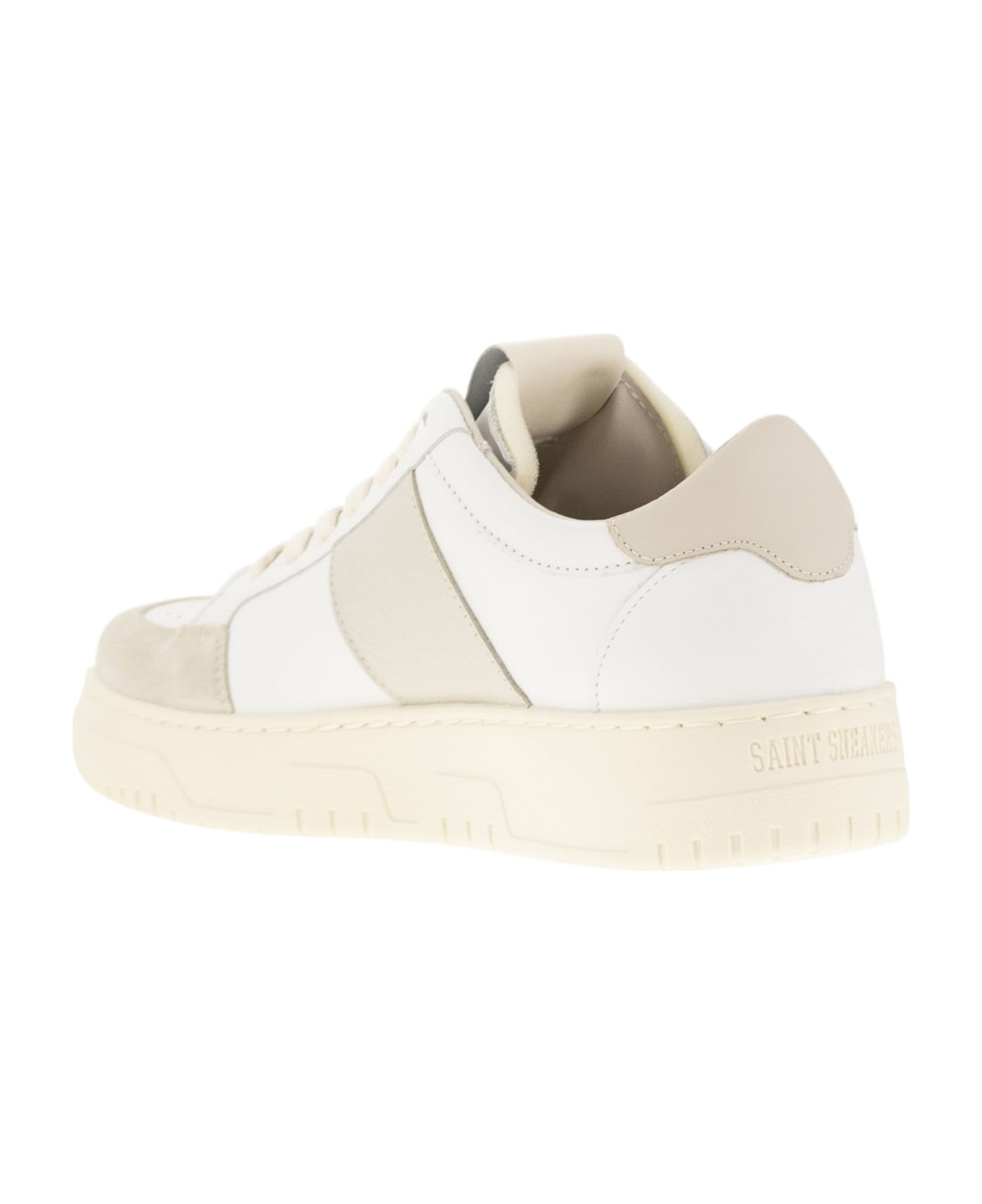 Saint Sneakers Sail - Leather And Suede Trainers - White/marble スニーカー