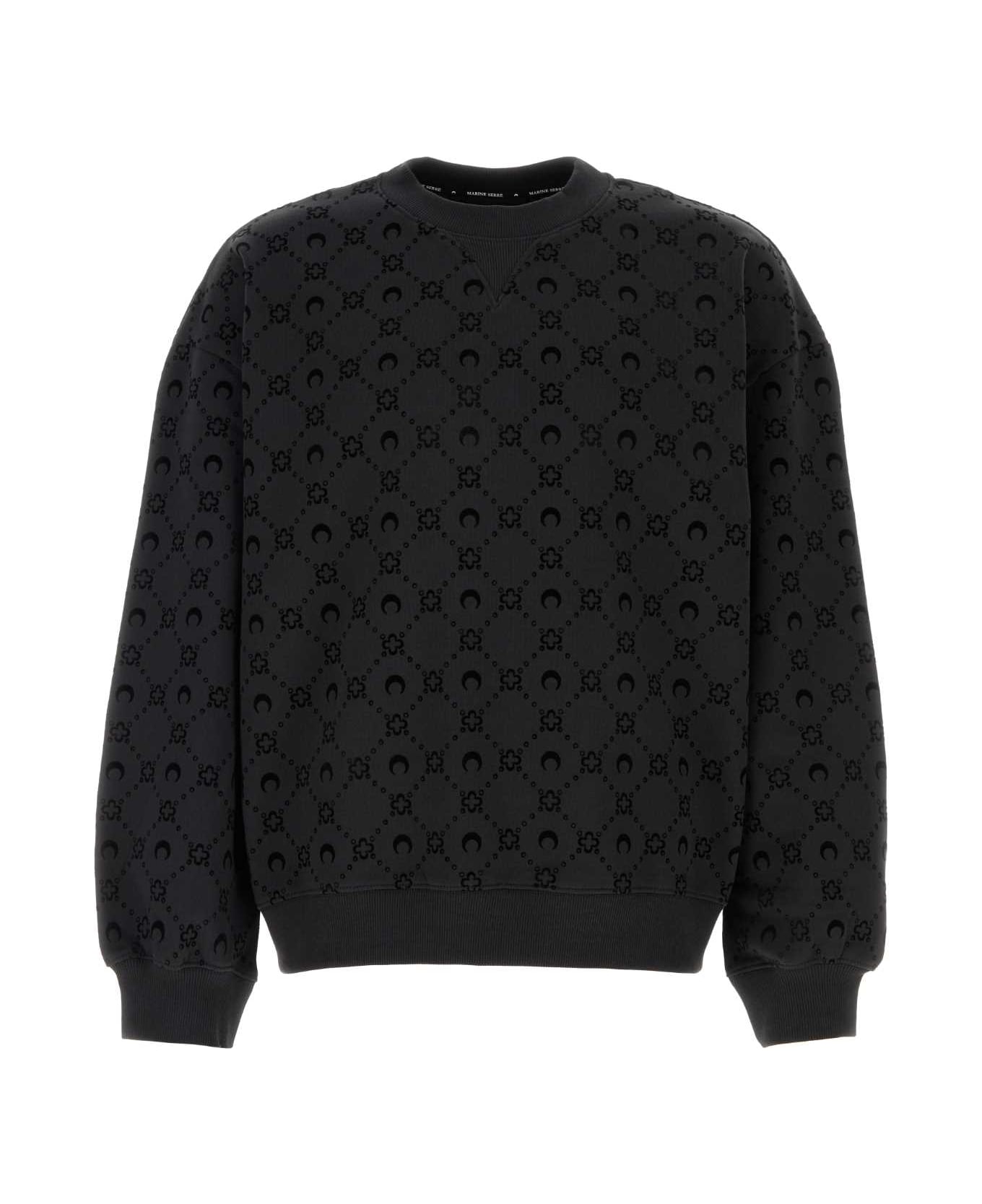 Marine Serre Black Cotton Sweatshirt - BLACK