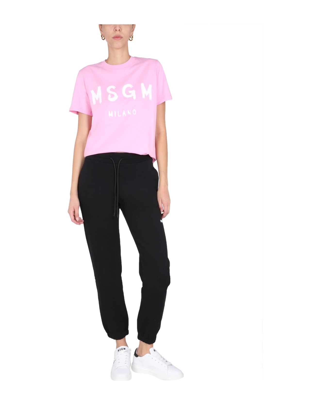 MSGM T-shirt With Logo - Rosa Tシャツ