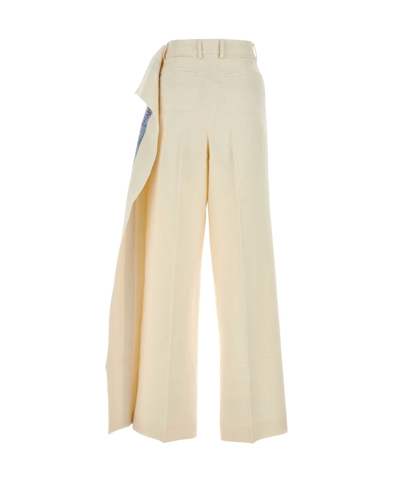 J.W. Anderson Ivory Cotton Blend Wide-leg Pant - CREAM ボトムス