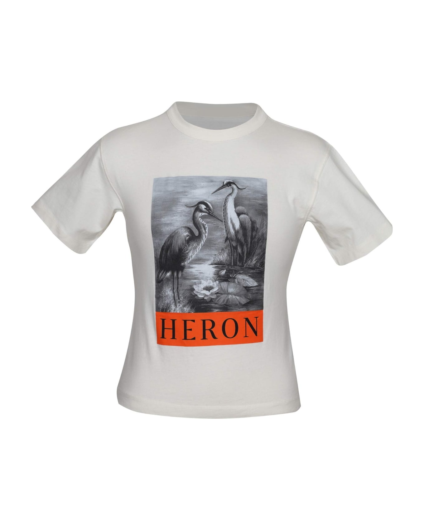 HERON PRESTON Graphic Print Crewneck T-shirt - WHITE