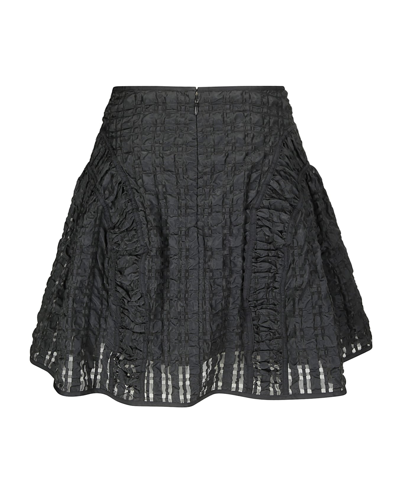 Cecilie Bahnsen Oda Skirt Check Seersucker Black - BLACK