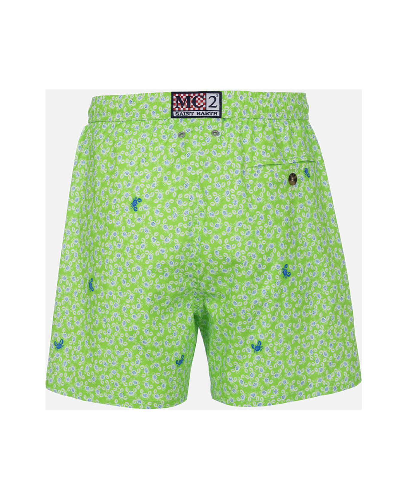 MC2 Saint Barth Comfort Light Classic Stretch Swim Shorts With Crabs Print - VERDE FLUO