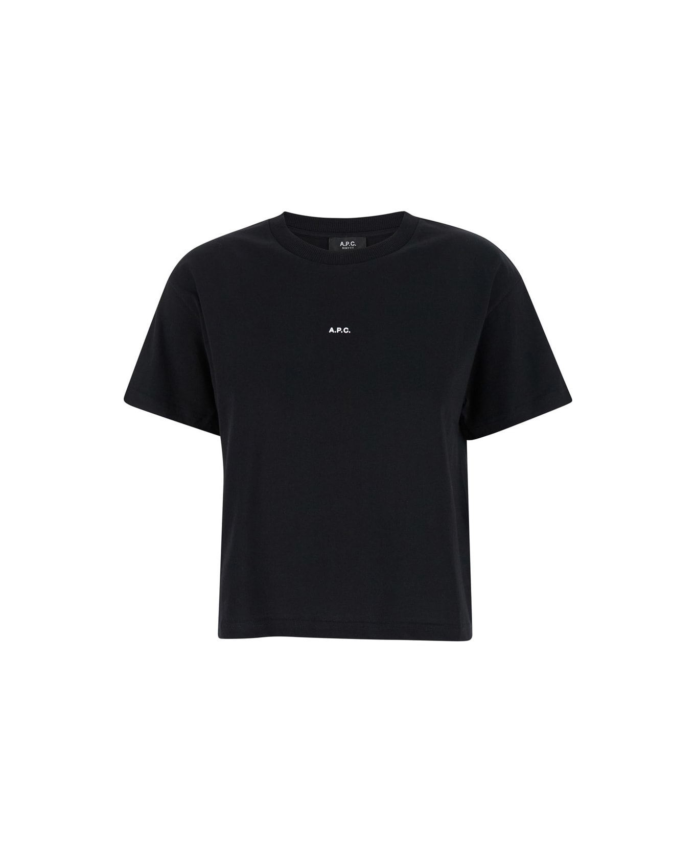 A.P.C. Black Cotton T-shirt - NOIRBLANC