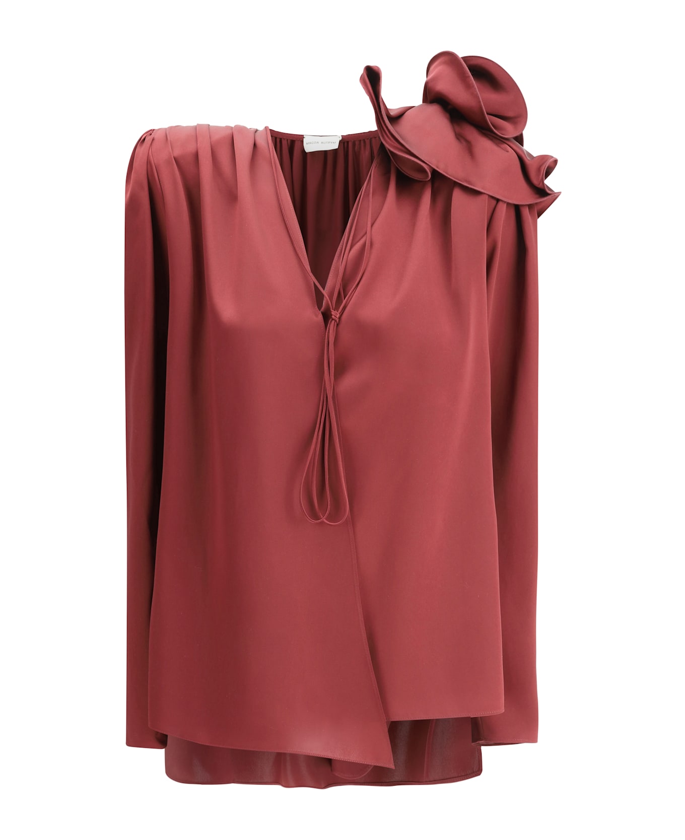 Magda Butrym Silk Blouse With Rose Detail - Bordeaux