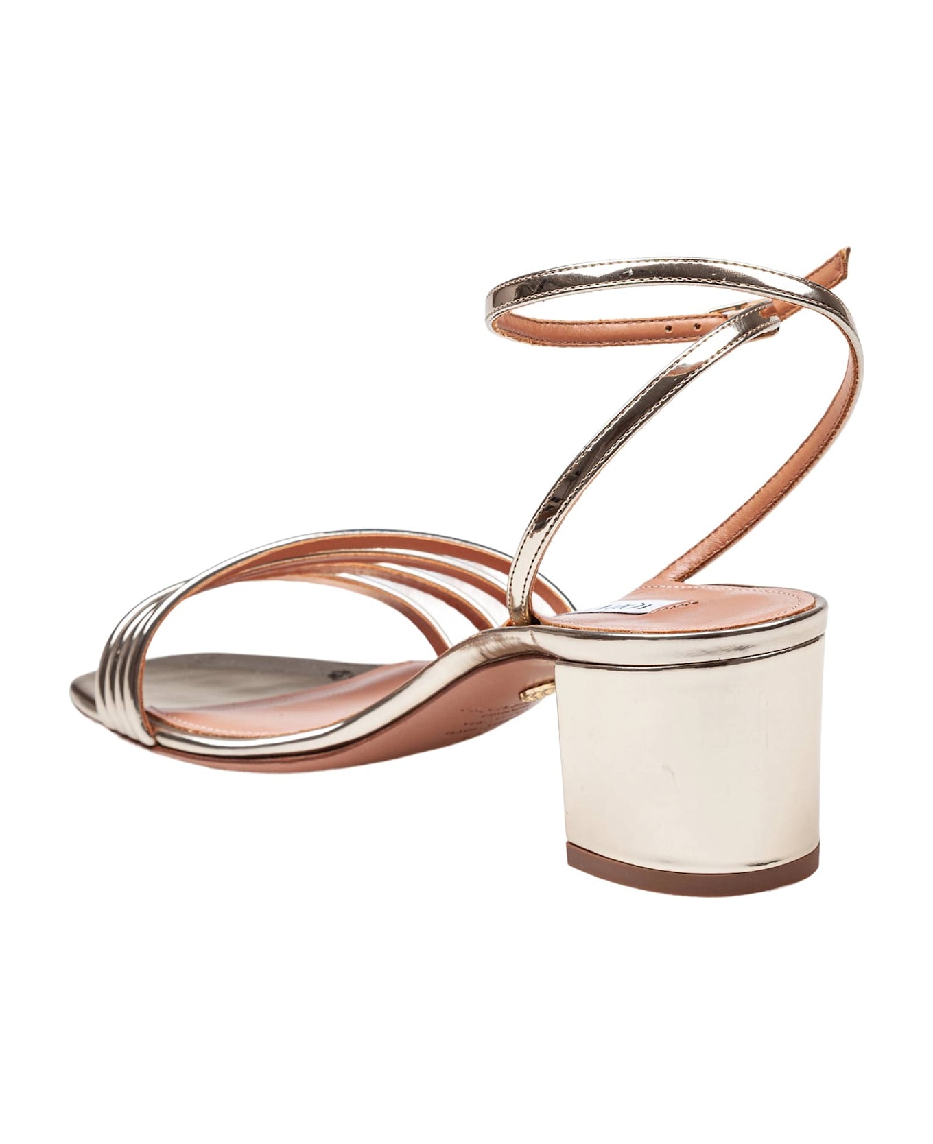 Aquazzura Latour Sandal 50 In Laminated Leather Color Light Gold - Soft Gold
