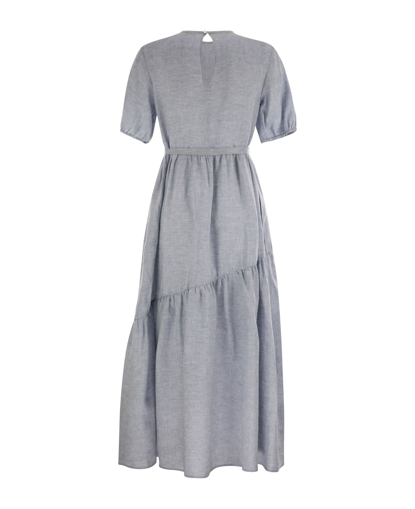 Peserico Long Dress In Pure Linen - Light Blue ワンピース＆ドレス