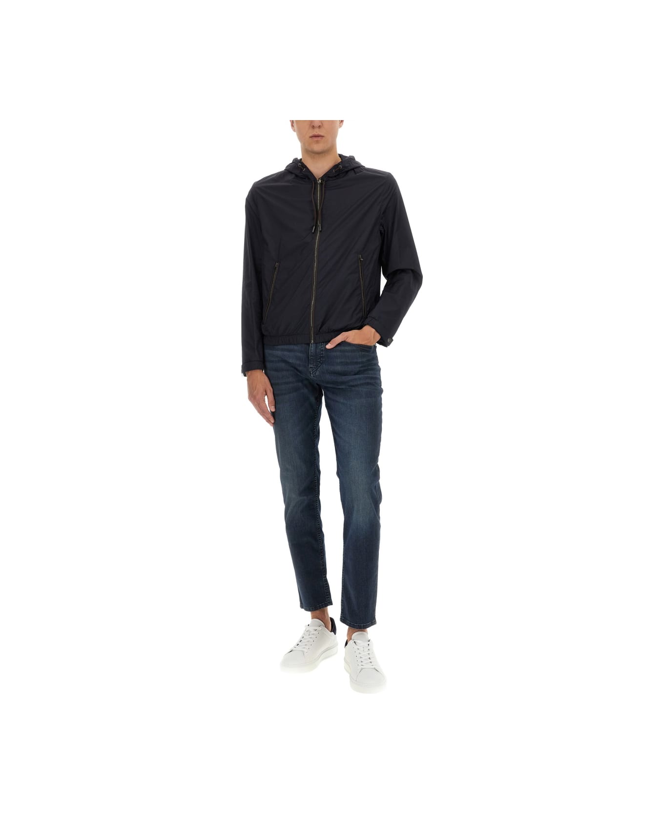 Hugo Boss "l-calfo1" Jacket With Hood And Zipper - BLUE