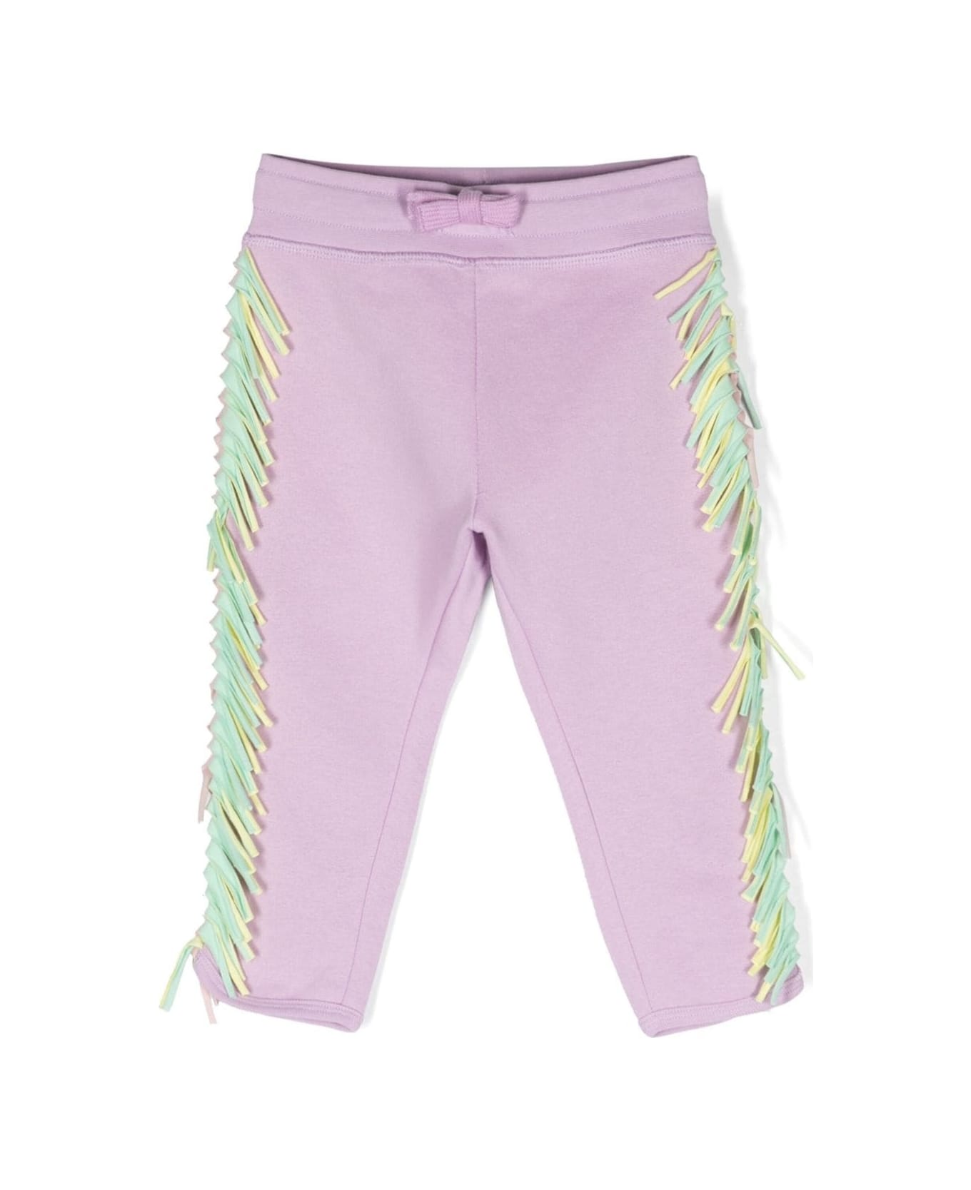Stella McCartney Kids Multicolour Track Pants With Fringe Detail And Coulisse In Cotton Girl - Violet ボトムス