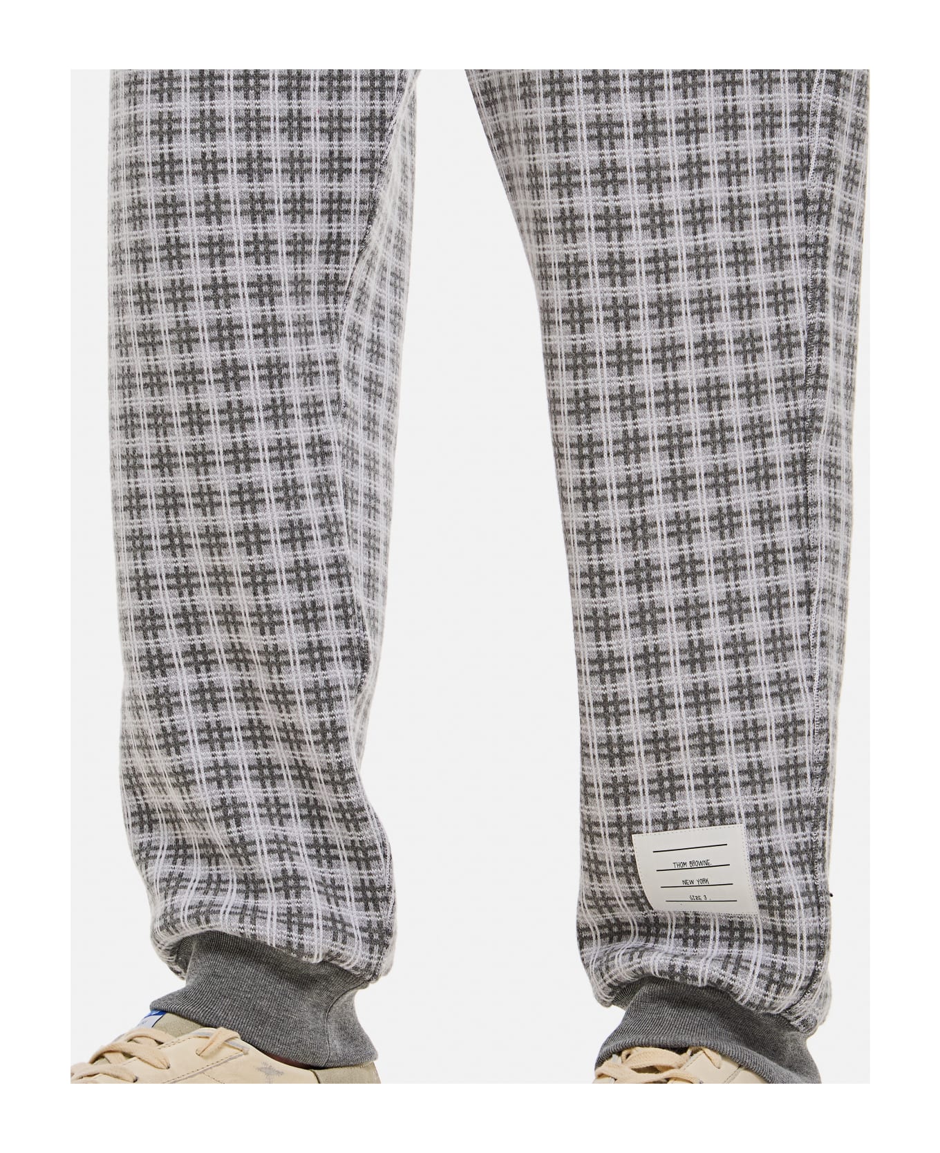 Thom Browne Check 4 Bar Cotton Sweatpants - Grey