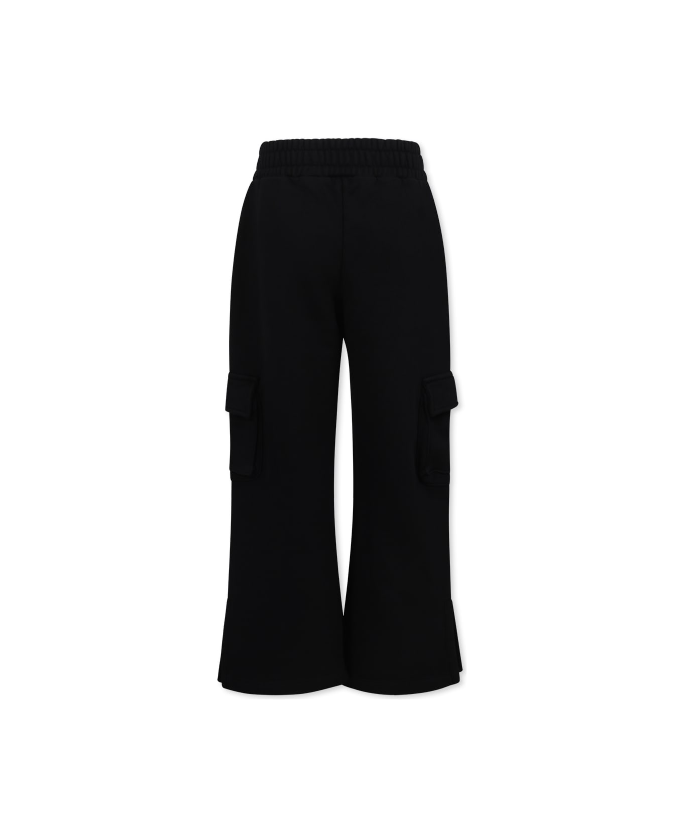 Off-White Black Trousers For Girl With Logo - Black