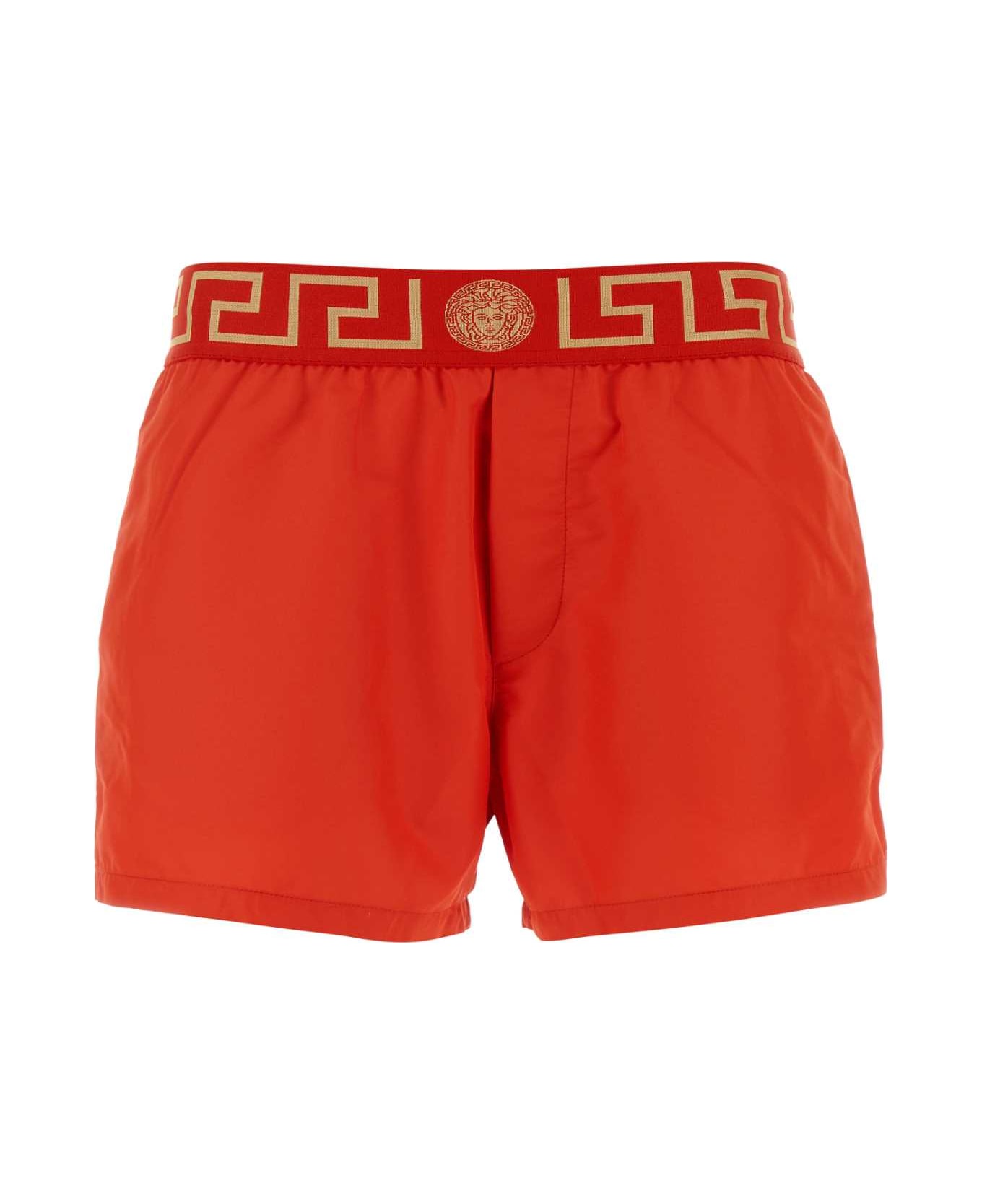 Versace Red Polyester Swimming Shorts - RED