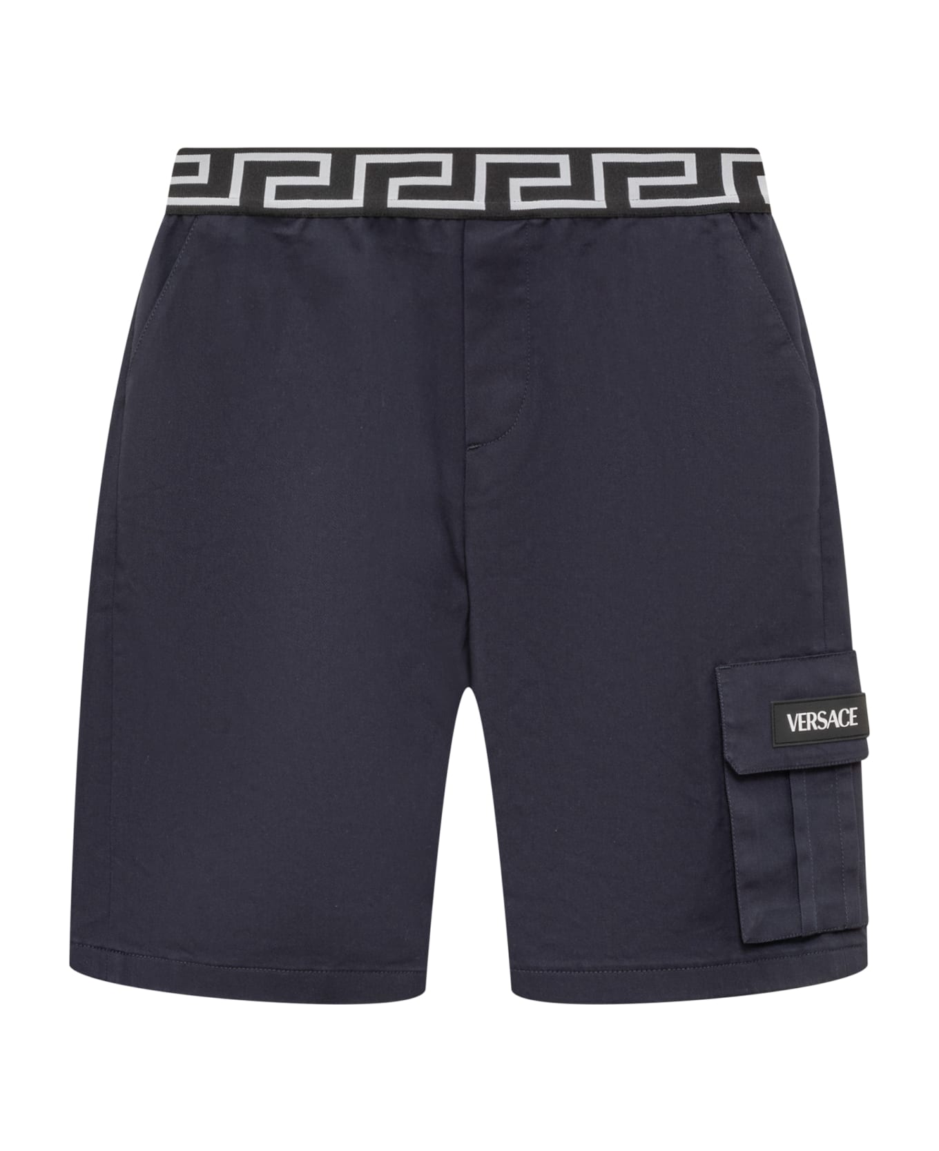 Versace Shorts With Greca - BLU SCURO