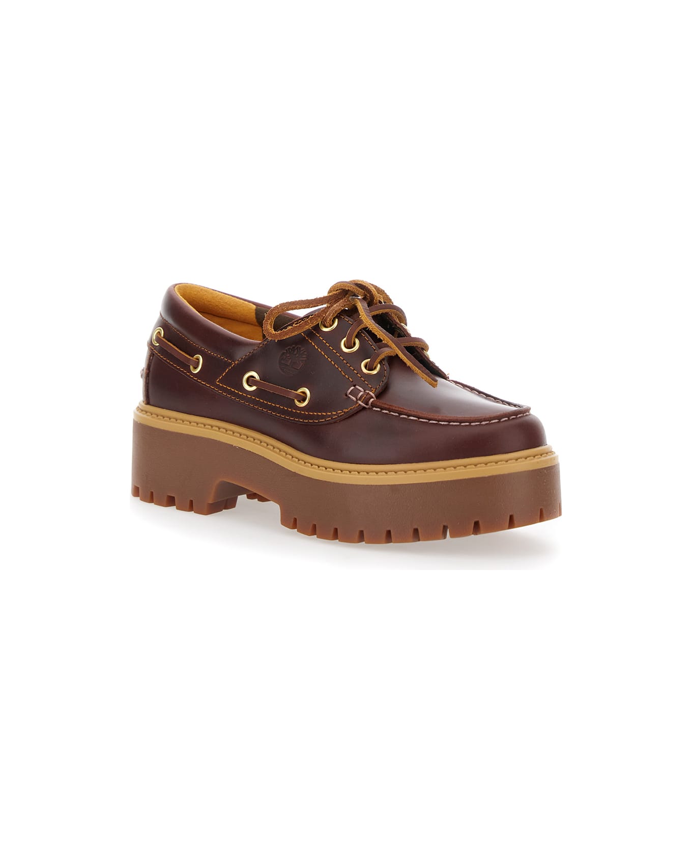 Timberland 
stone Street
 Bordeaux Boat Loafers With Engraved Side Logo And Platform In Leather Woman - Bordeaux