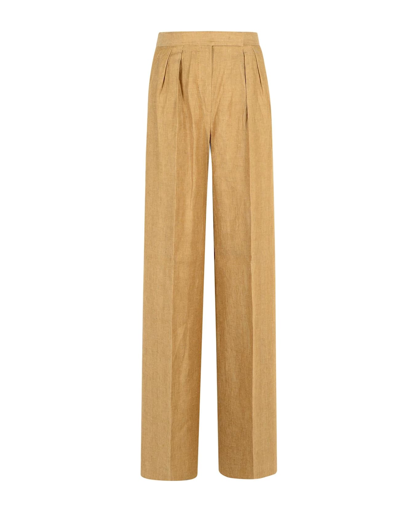 Max Mara 'rauche' Beige Linen Pants - Brown