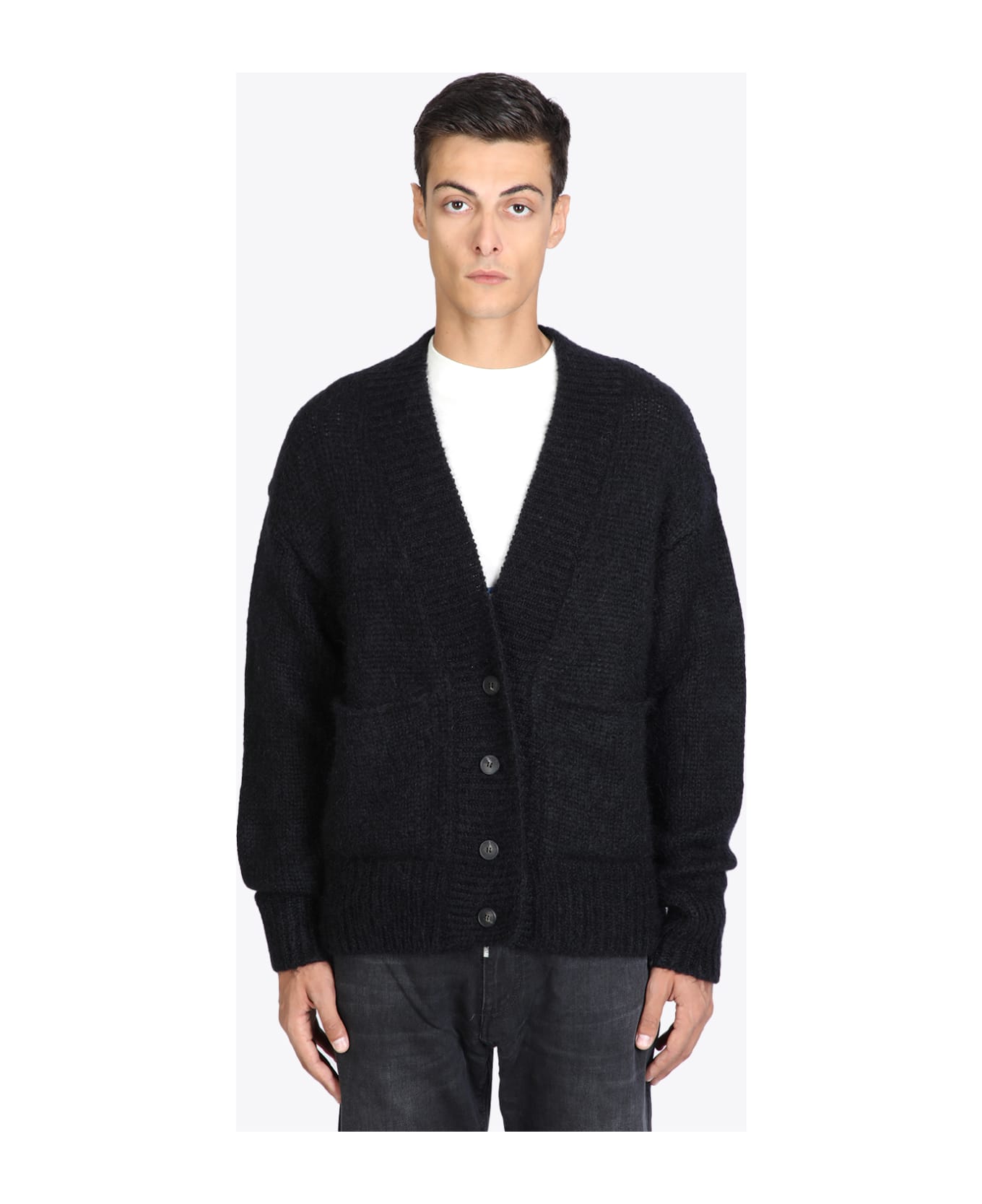 REPRESENT Mohair Cardigan Black mohair cardigan with pockets 