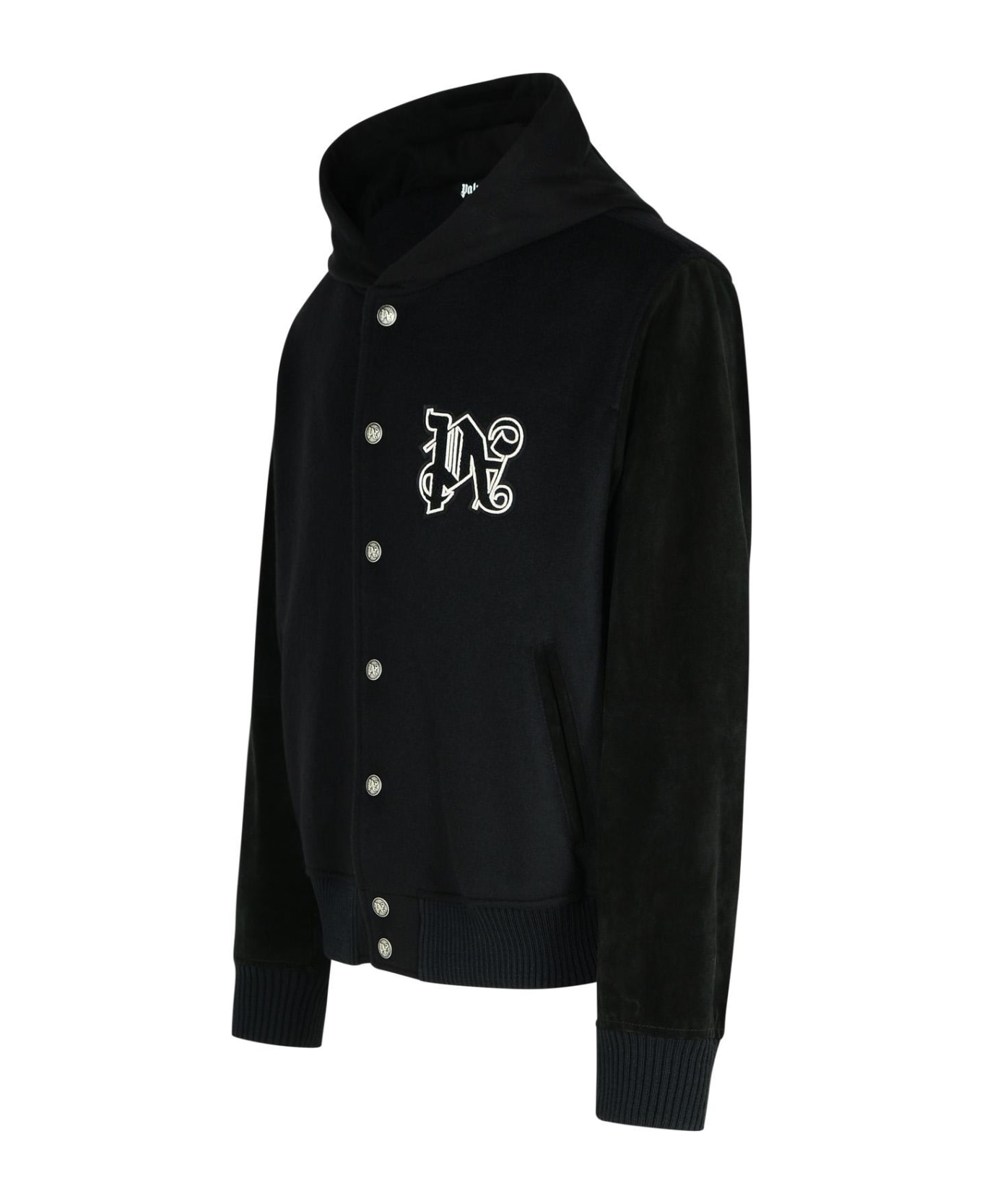 Palm Angels Virgin Wool Blend Bomber Jacket - Black