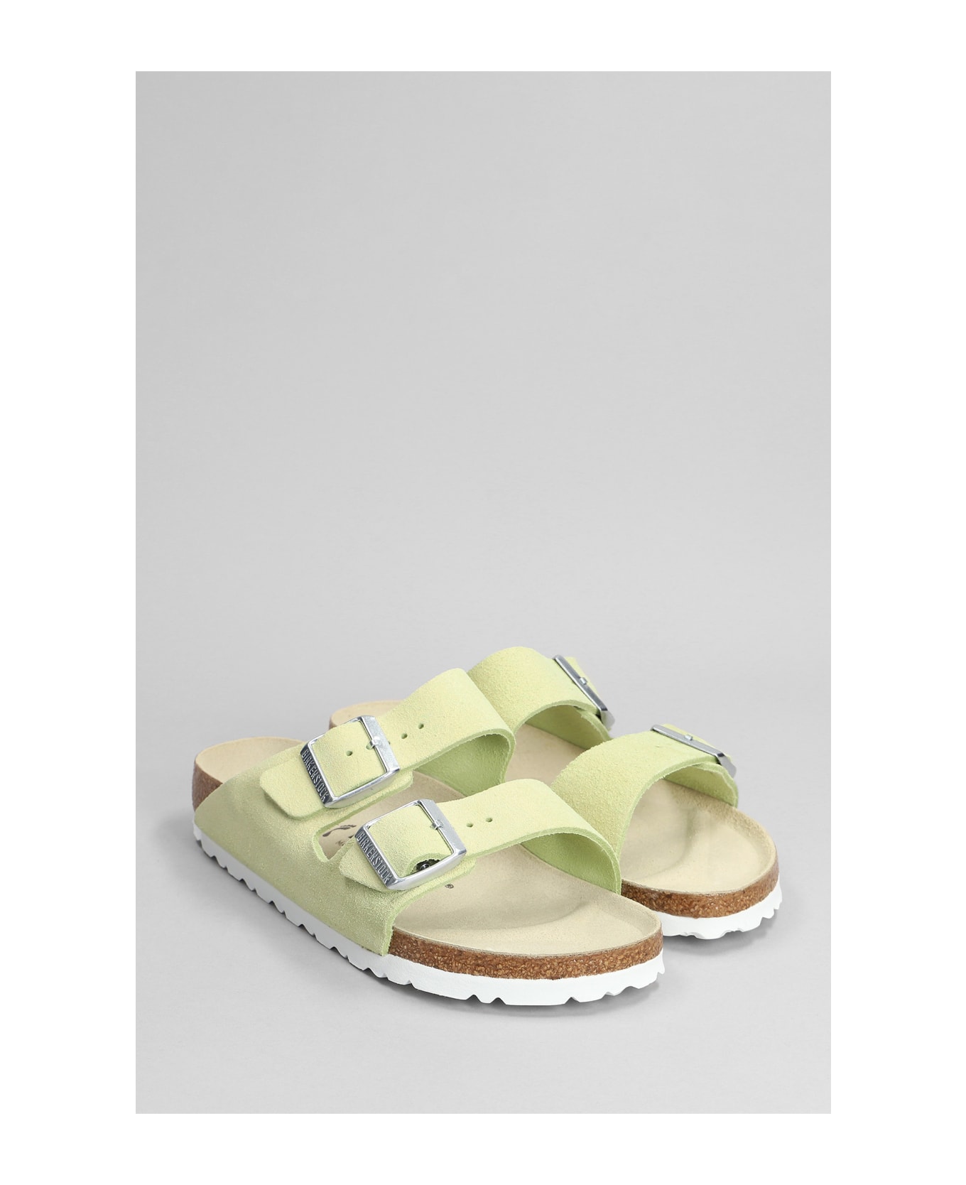 Birkenstock Arizona Flats In Green Suede - green