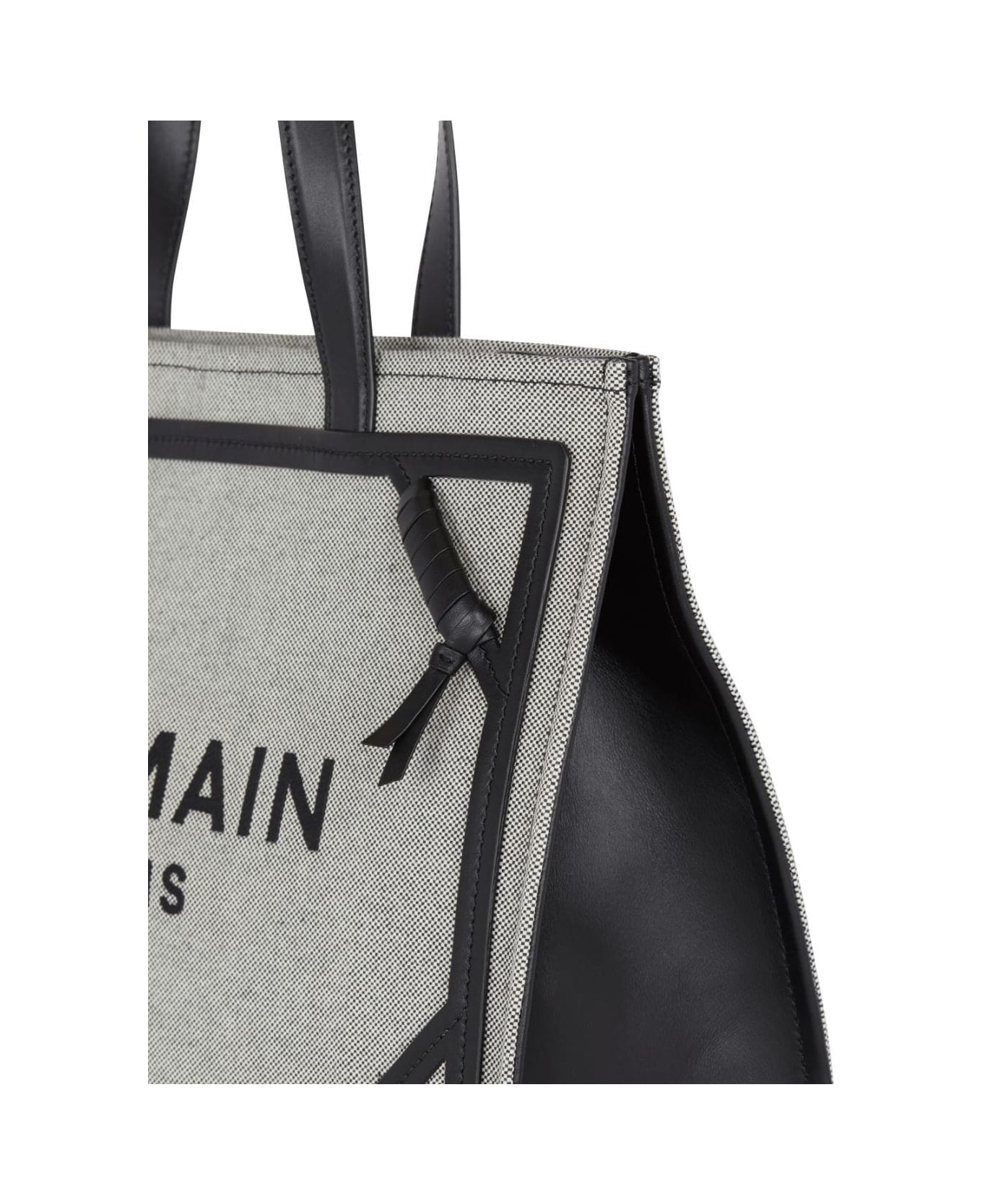 Balmain Logo Embroidered Top Handle Bag - Black