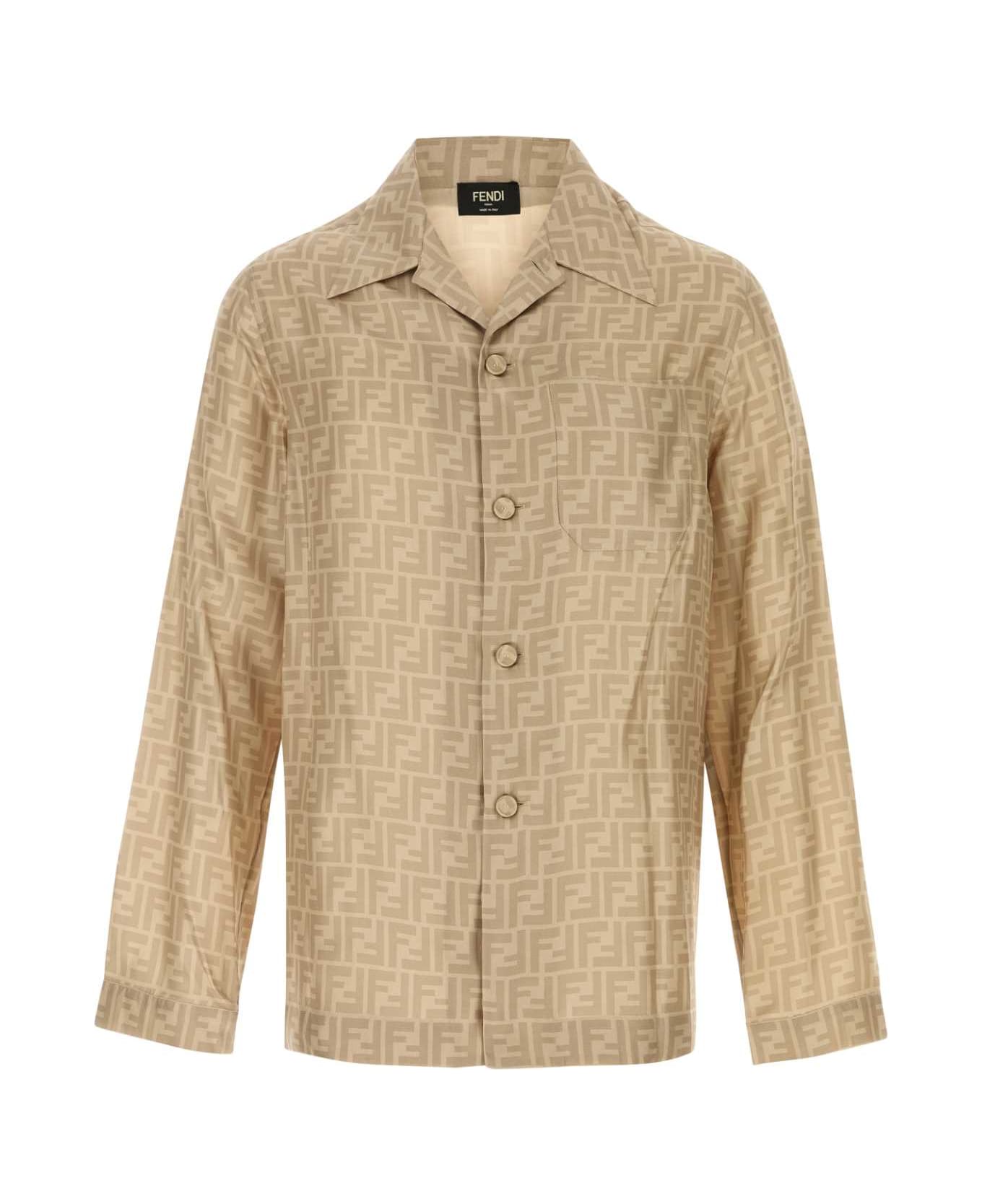 Fendi Printed Silk Shirt - SAND