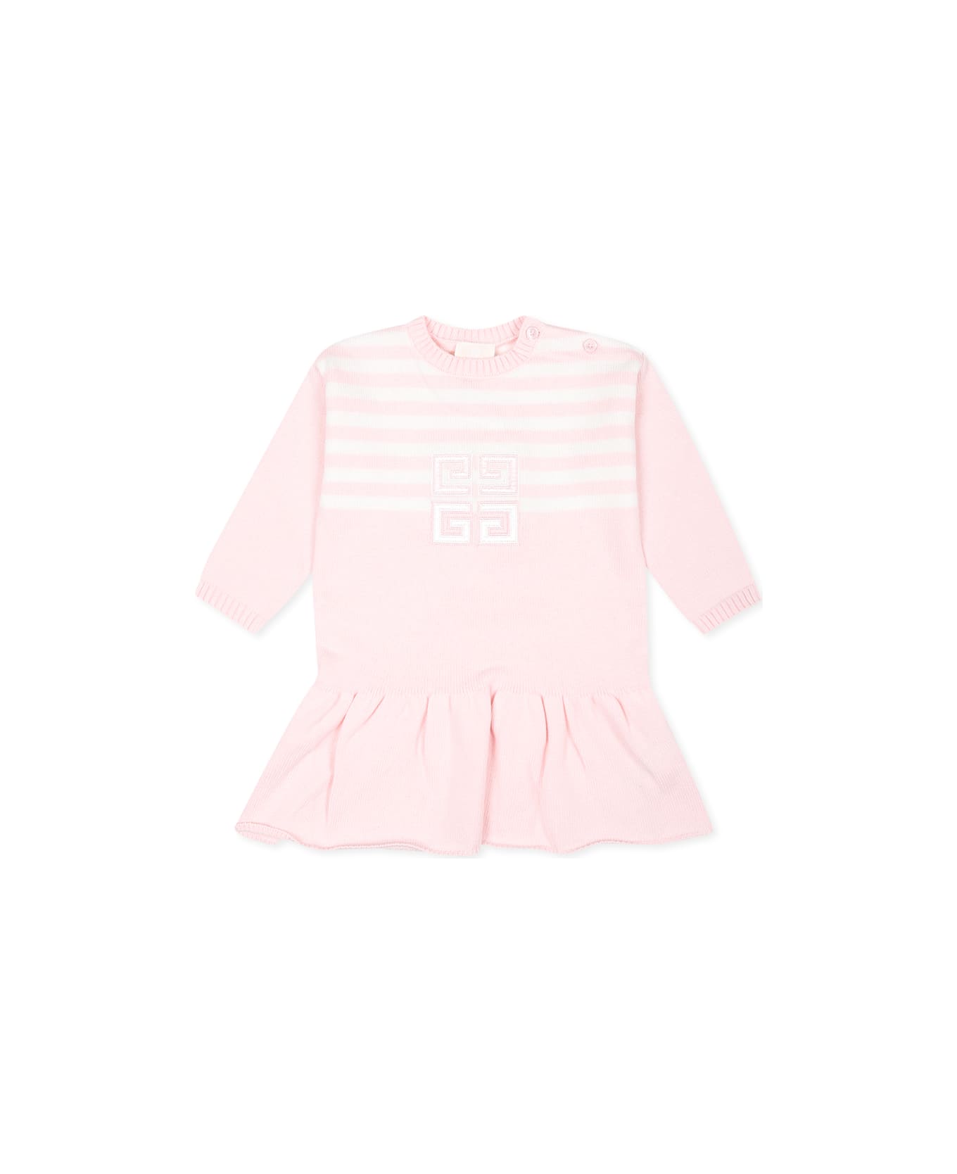 Givenchy Pink Dress For Baby Girl With Iconic 4g Motif - Pink