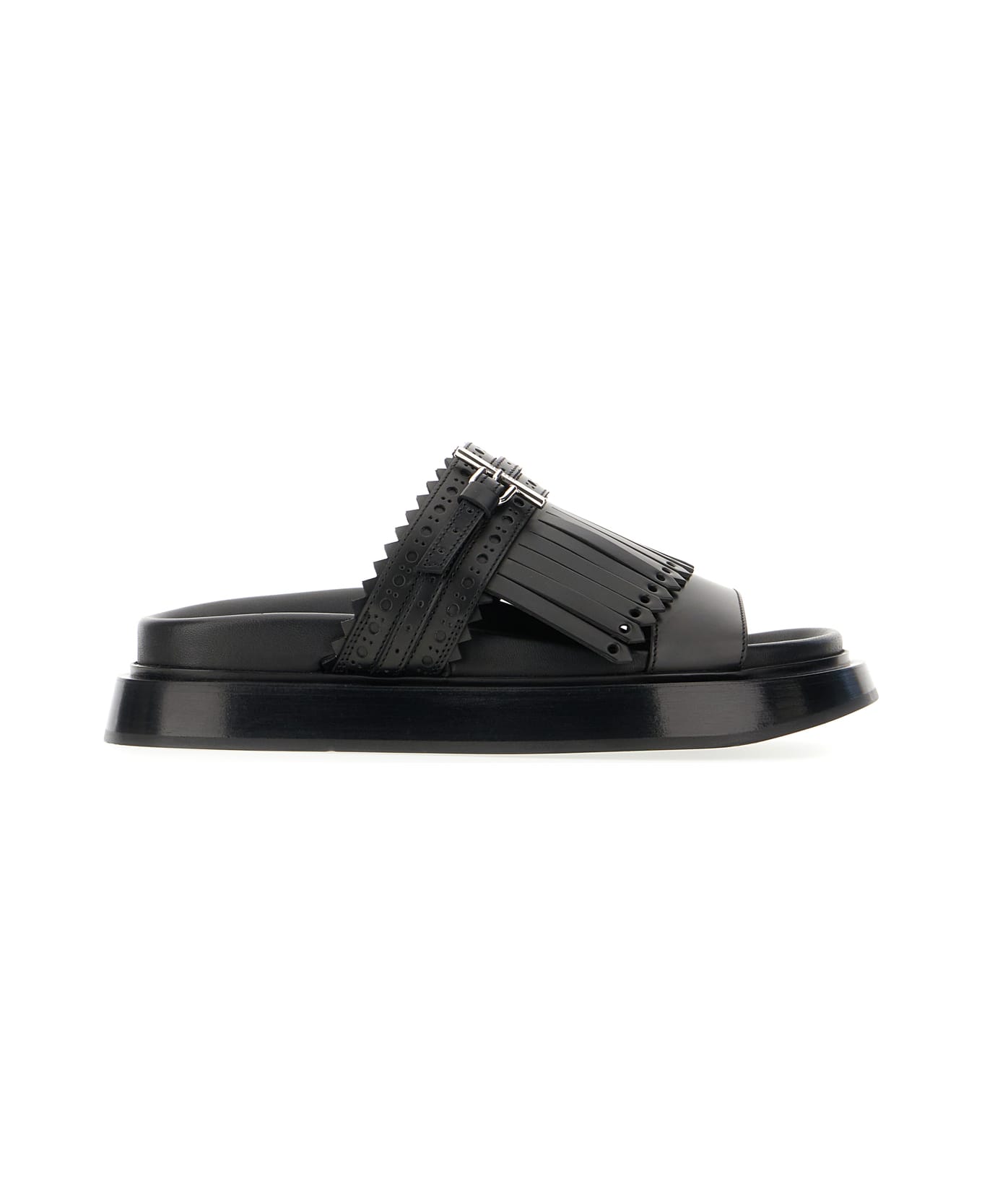 サンダル・ミュール alexander mcqueen Black leather slippers (817471WIACT 1064) Alexander McQueen Black Leather Slippers | italist