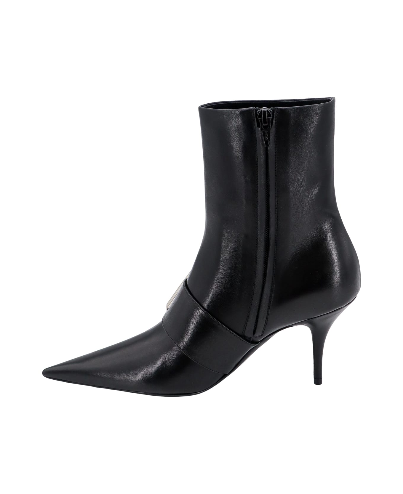 Balenciaga Leather Ankle Boots With Maxi Buckle - Black