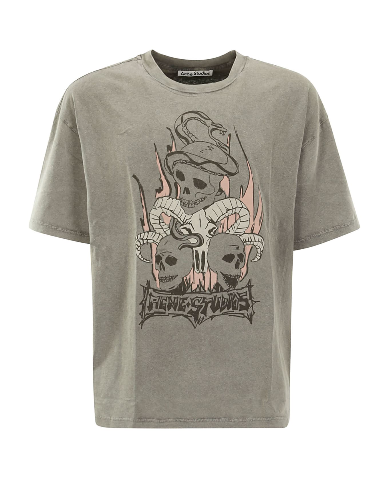 Acne Studios Skull Printed Crewneck T-shirt - FADED BLACK Tシャツ