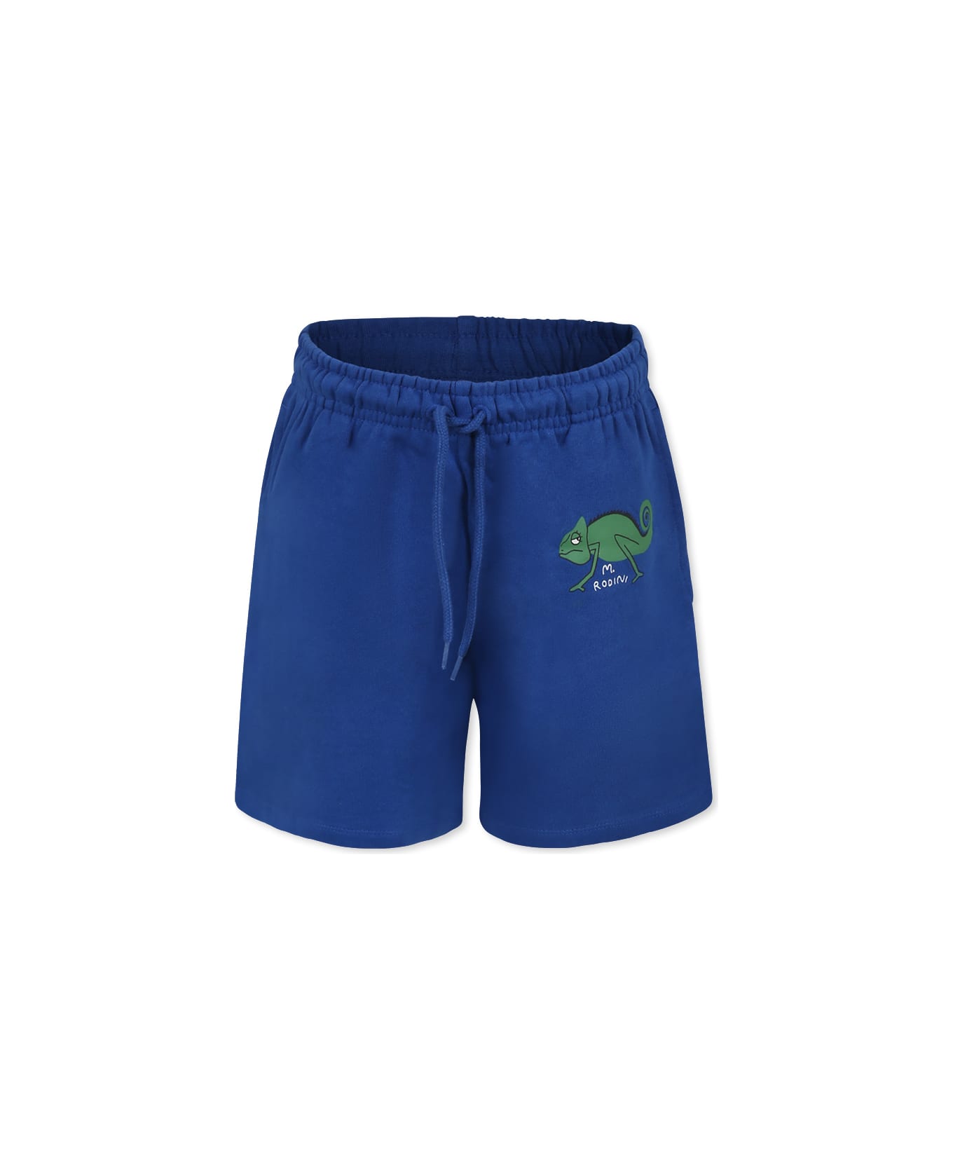 Mini Rodini Blue Shorts For Boy With Chameleon - Light Blue