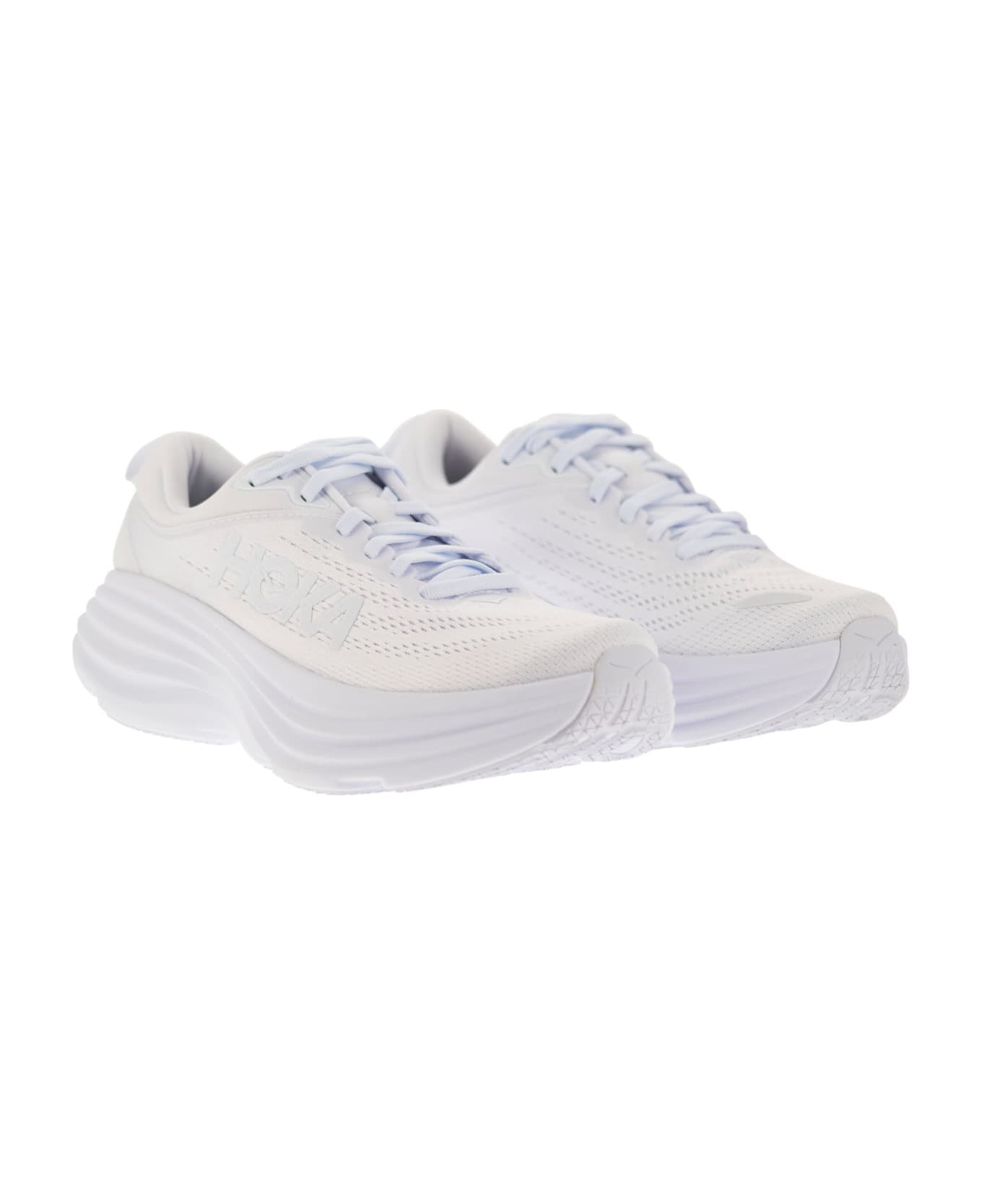 Hoka Bondi 8 - Ultra-shortened Sports Shoe - White