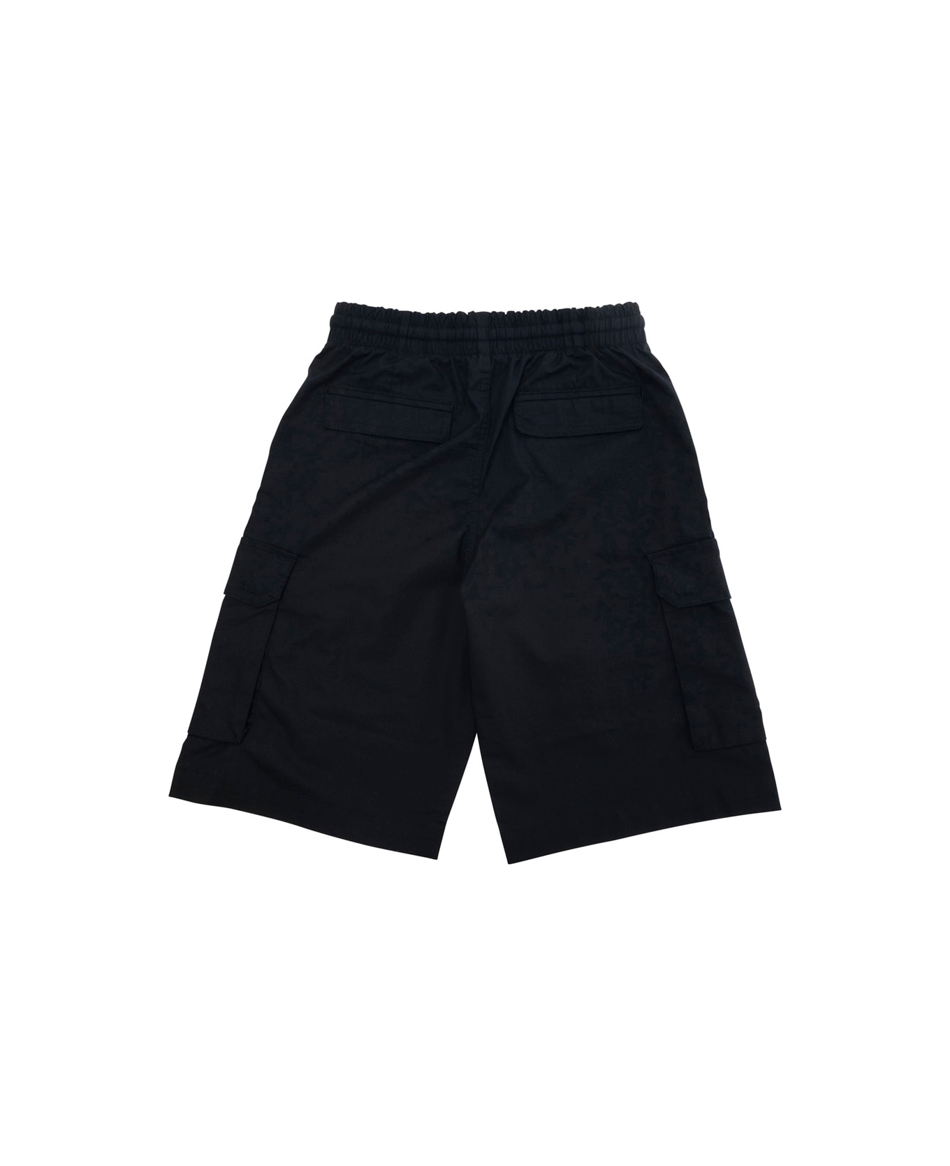 Moschino Black Cargo Shorts With Bear Embroidery On The Leg In Cotton Blend Boy - Black
