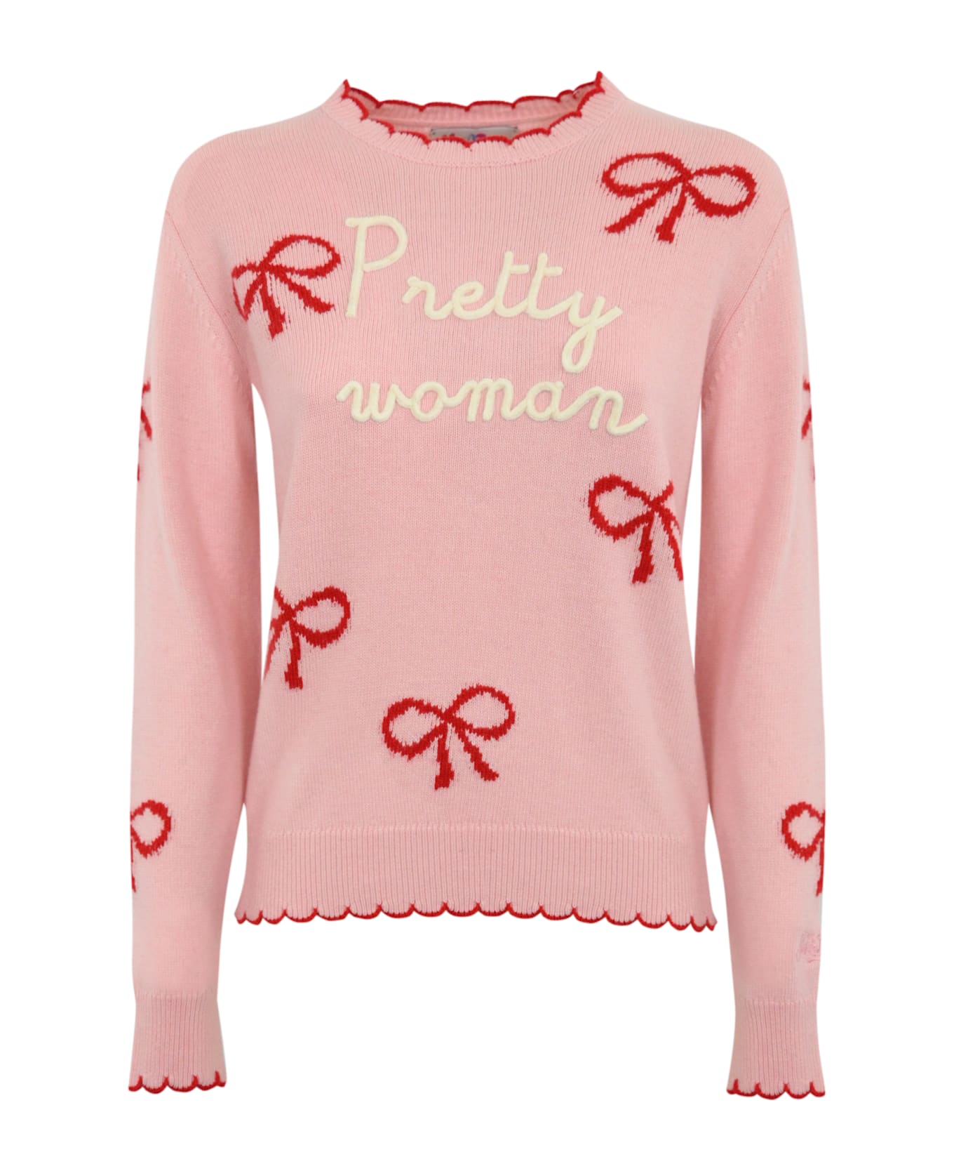 MC2 Saint Barth "new Queen" Sweater With Writing In Wool Blend - Rosa