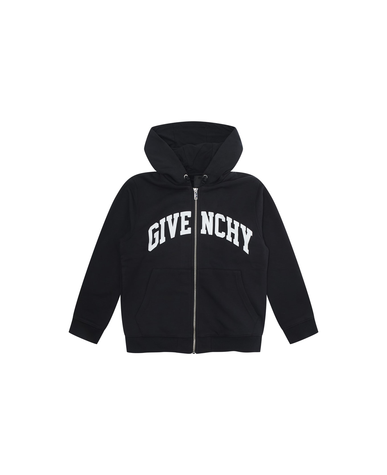 Givenchy Black Hoodie With Logo Lettering In Cotton Blend Boy - Black