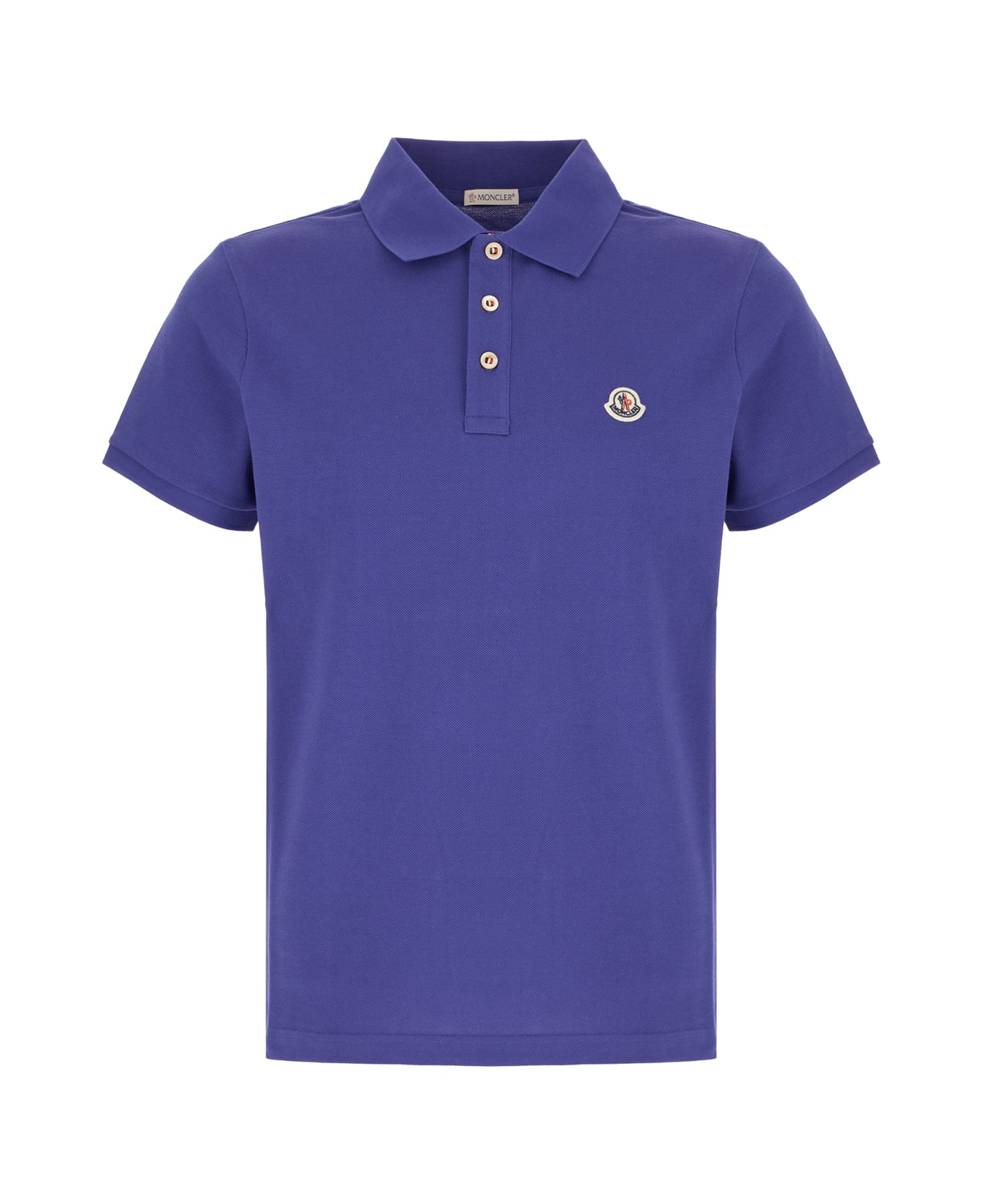 Moncler Blue Piquet Polo Shirt - MULTICOLOUR