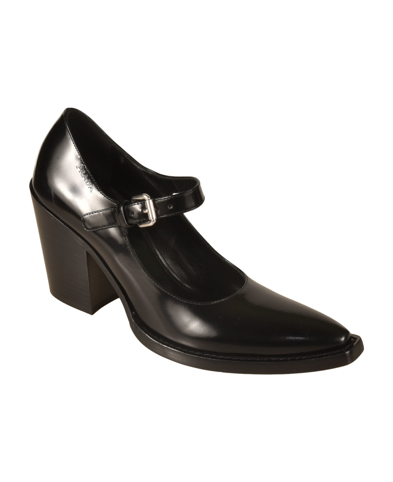 Prada Pointed Toe Block-heel Pumps - Black