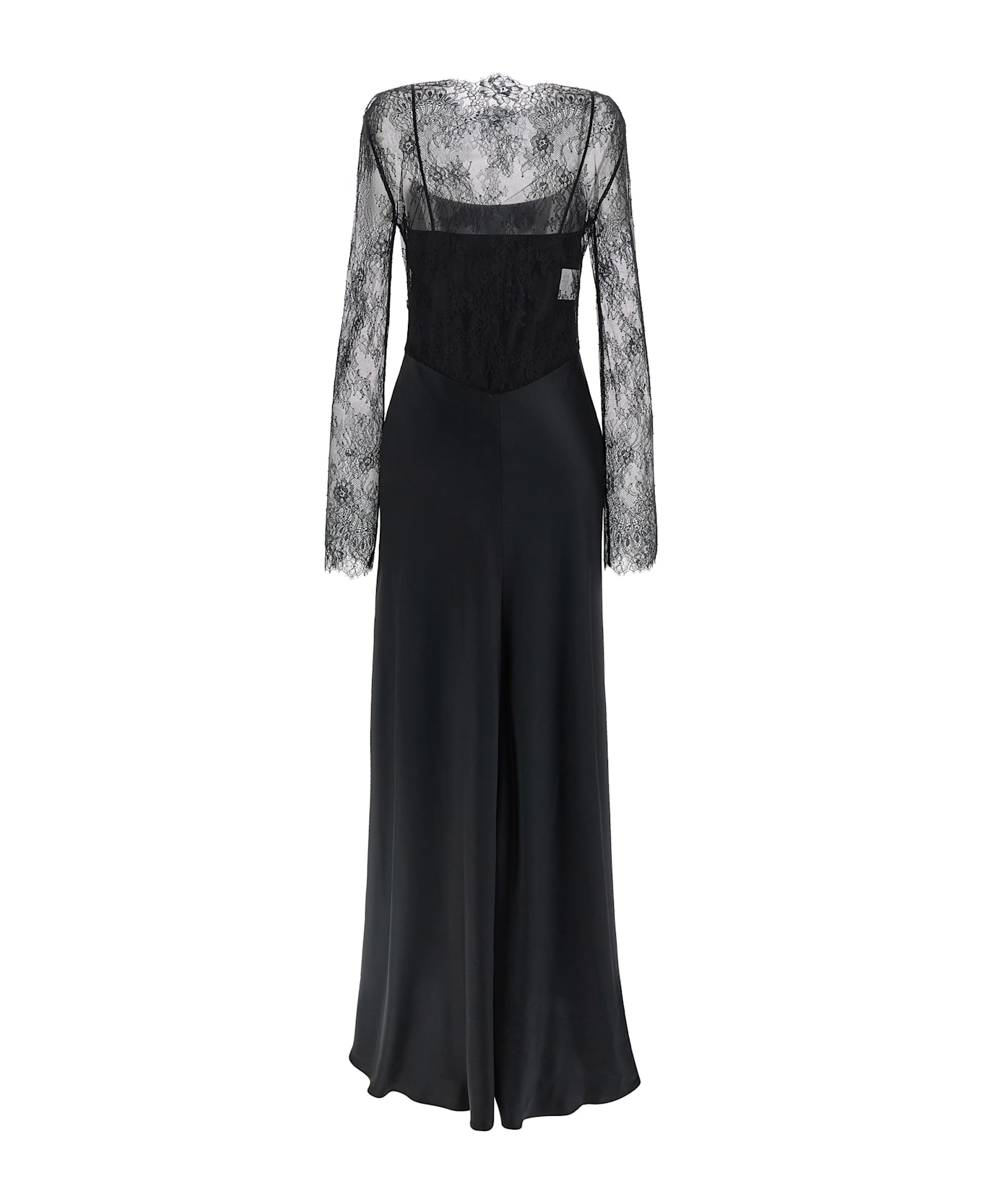 Alberta Ferretti Lace Satin Dress - Black  