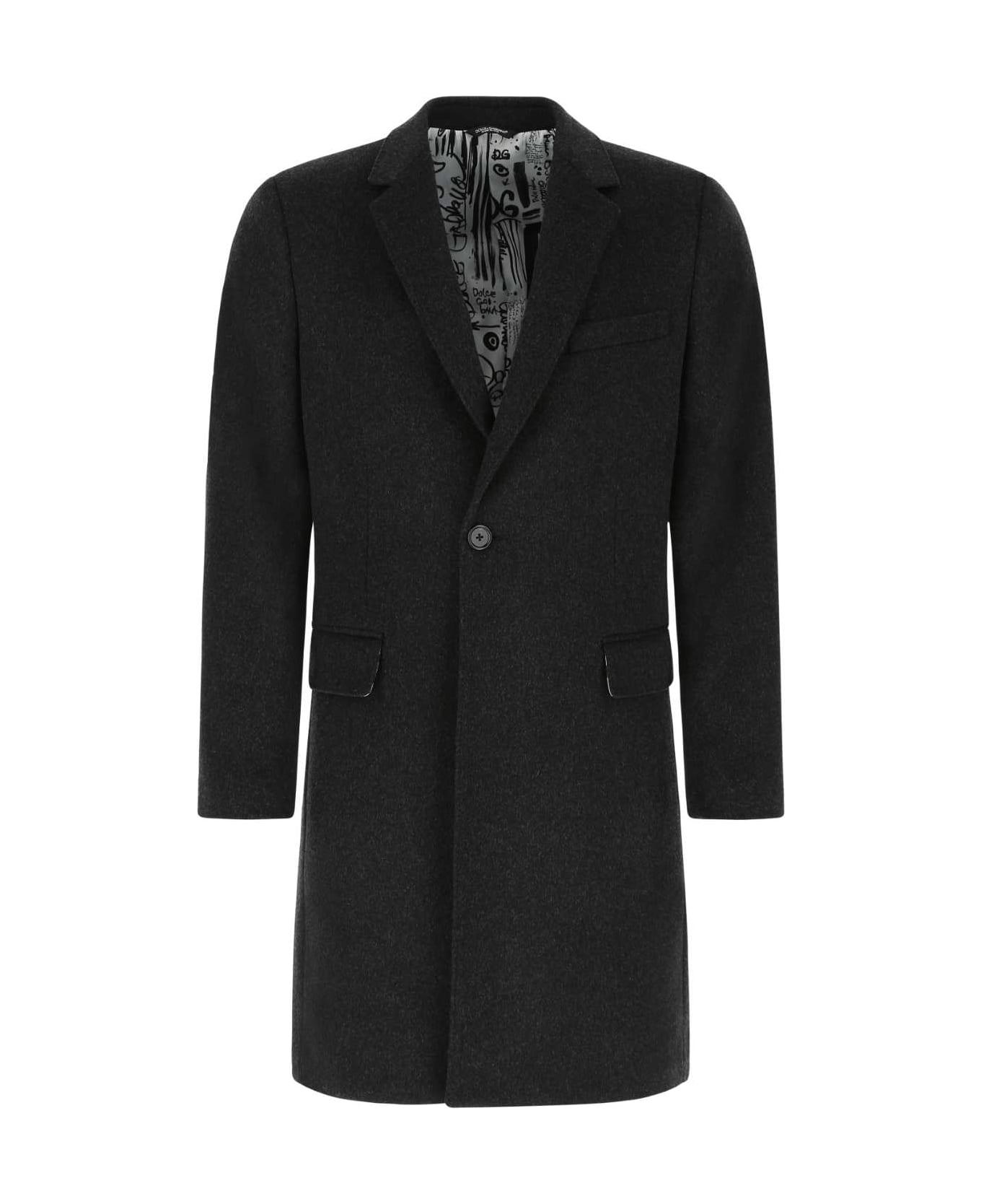Dolce & Gabbana Slate Wool Blend Coat - MELANGEGRIGI