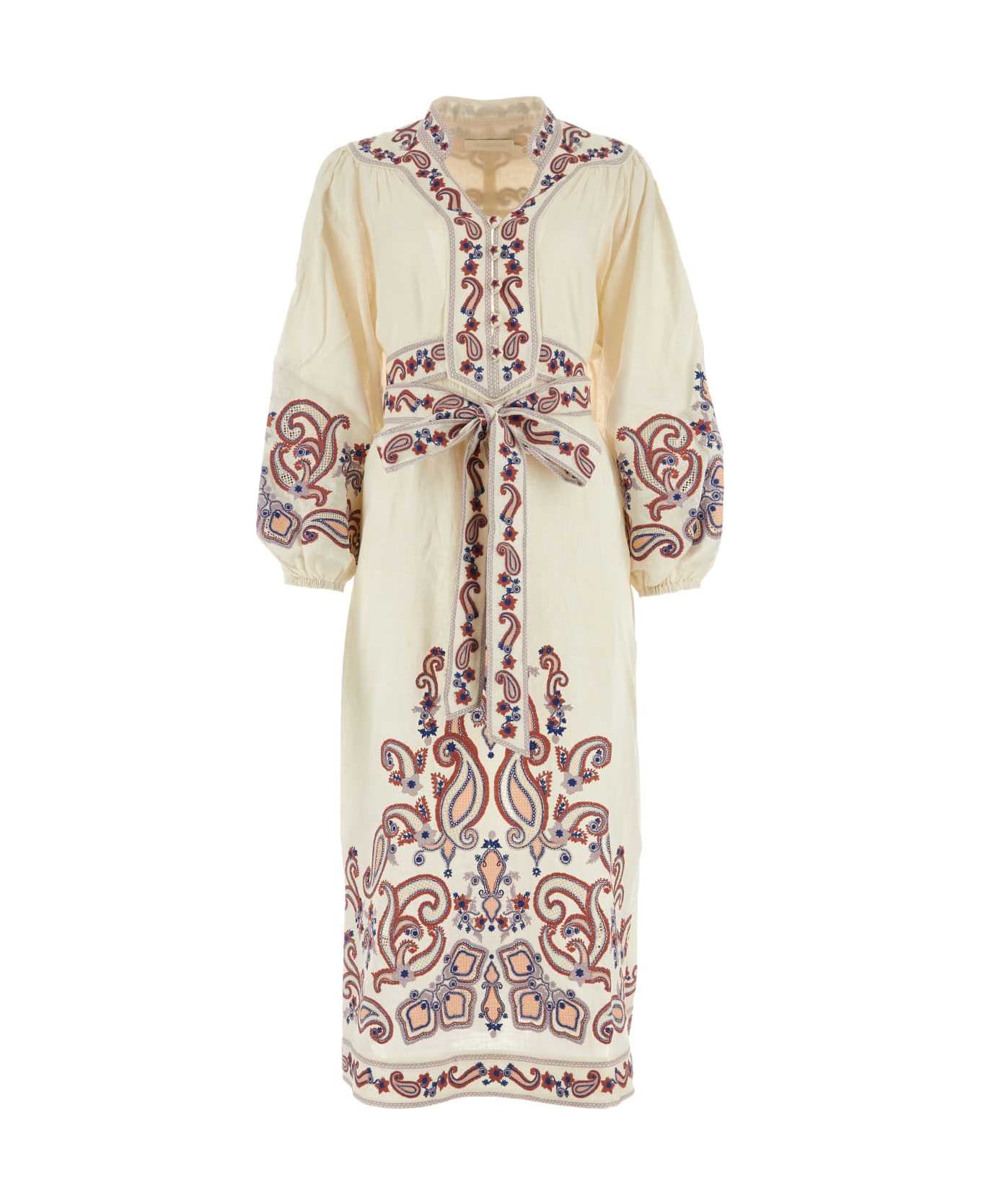 Zimmermann Embroidered Linen Devi Dress - REDPURPLE ワンピース＆ドレス