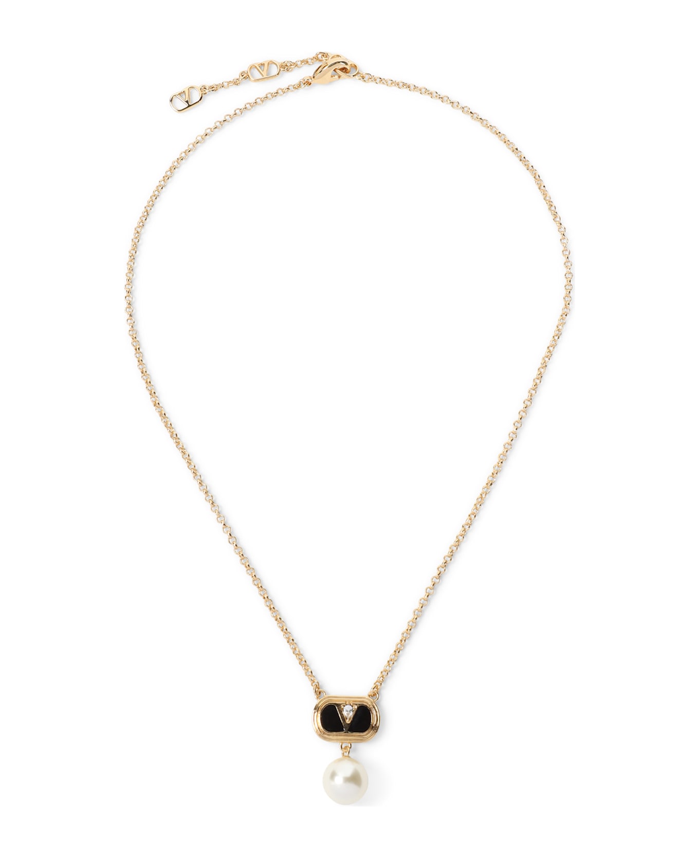 Valentino Garavani Pendant Necklace - Oro/nero/crystal/cream