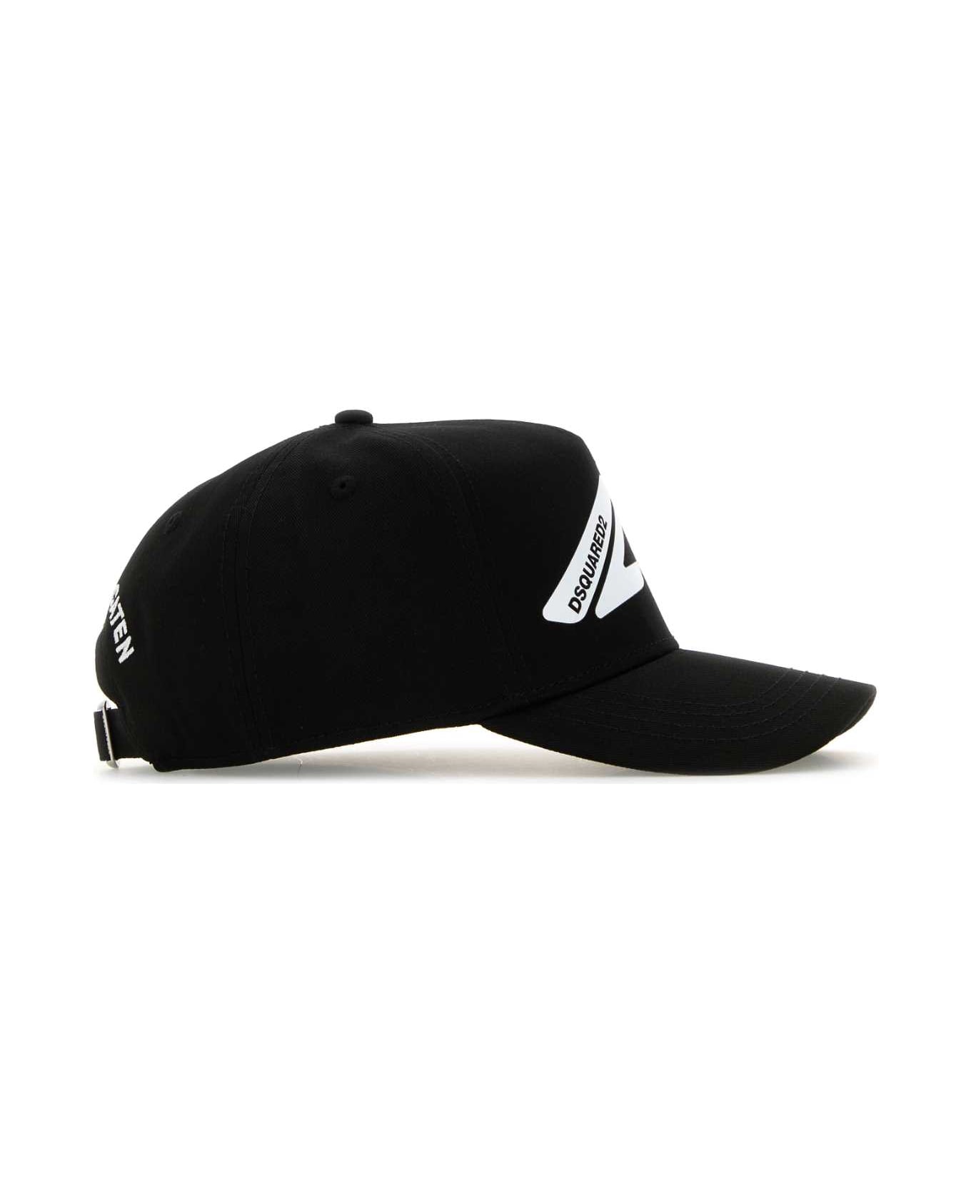 Dsquared2 Black Cotton Baseball Cap - BLACKWHITE