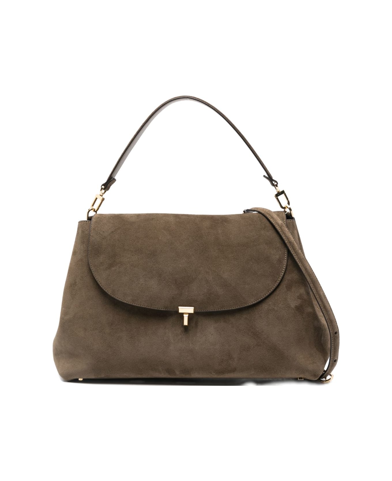 Totême T-lock Suede Leather Tote Bag - Dove Grey