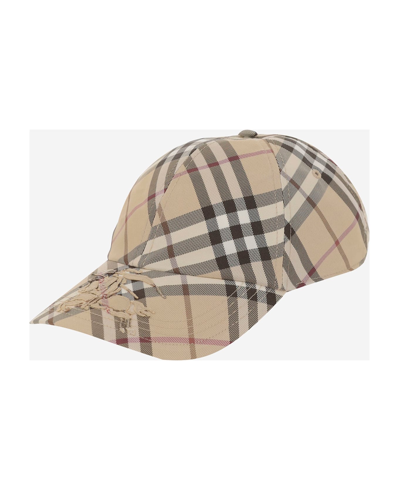 Burberry Baseball Cap With Check Pattern - Red