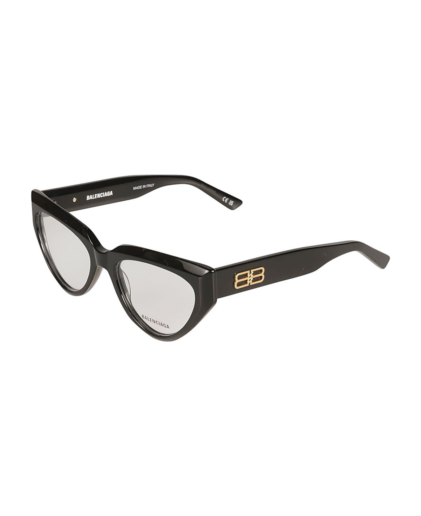 Balenciaga Eyewear Bb Plaque Cat Eye Frame Glasses - Black/Transparent