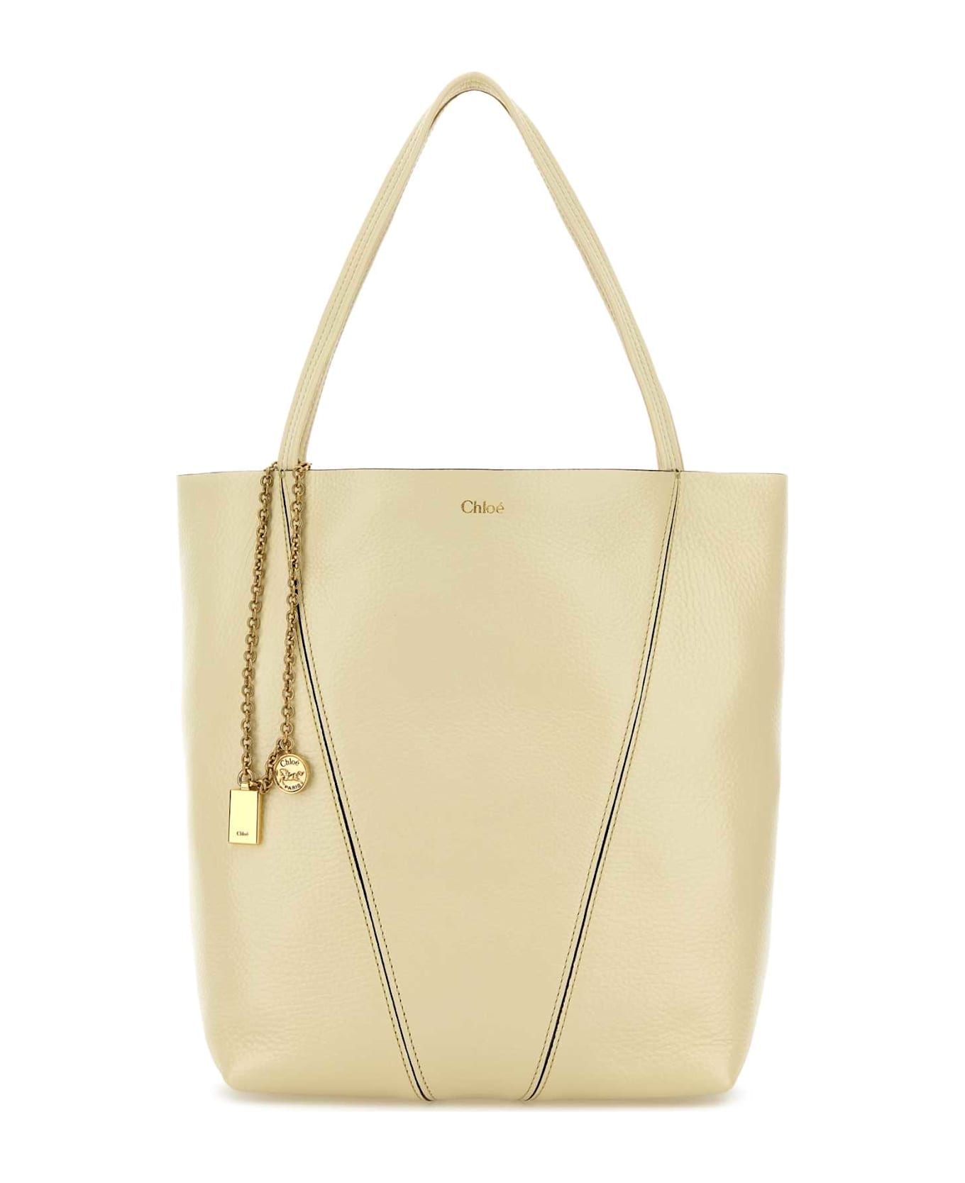 Chloé Pastel Yellow Leather Spin Shopping Bag - QUIETYELLOW