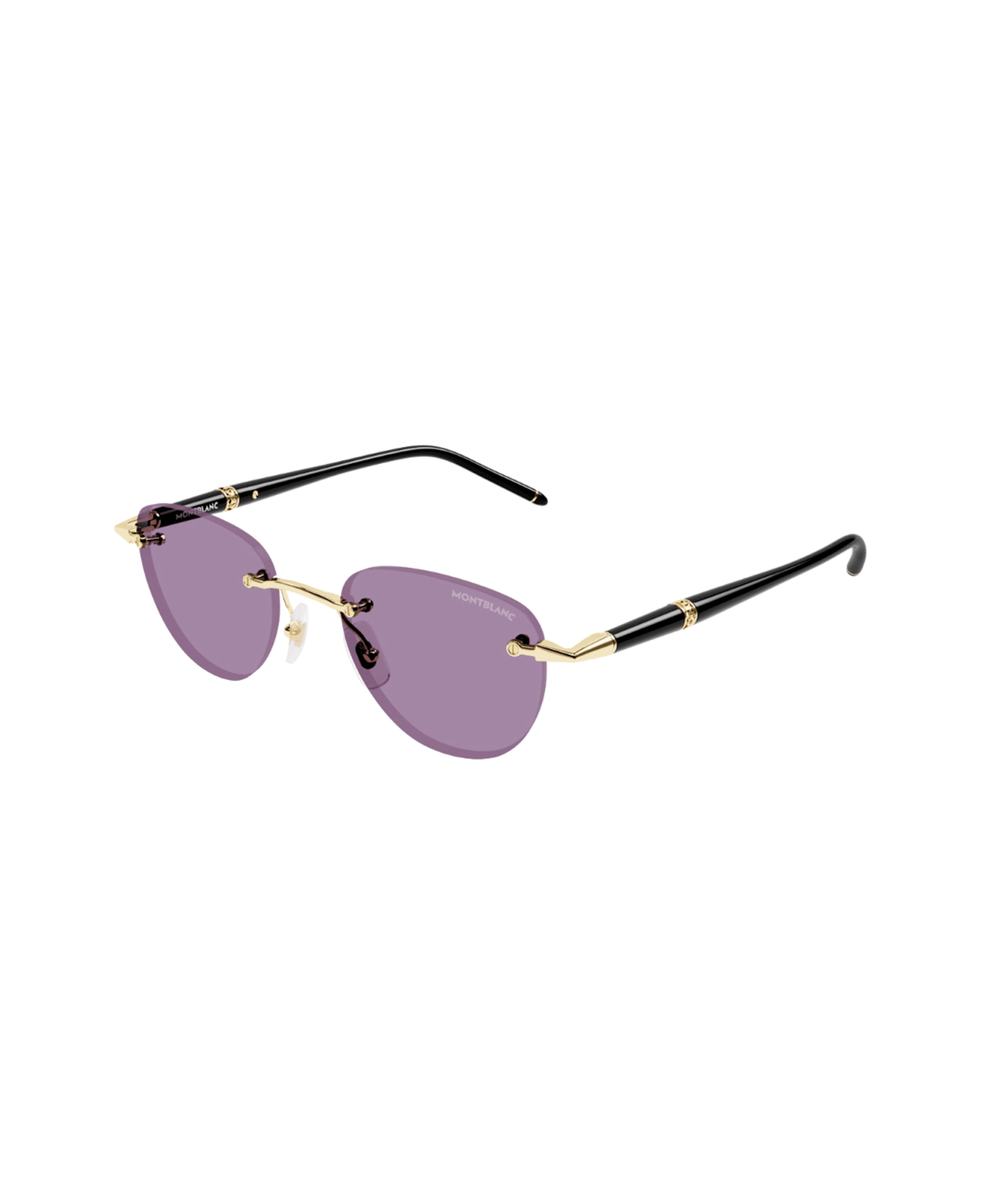 Montblanc Mb0412s Linea Meisterstuck 002 Gold Black Violet Sunglasses - Nero