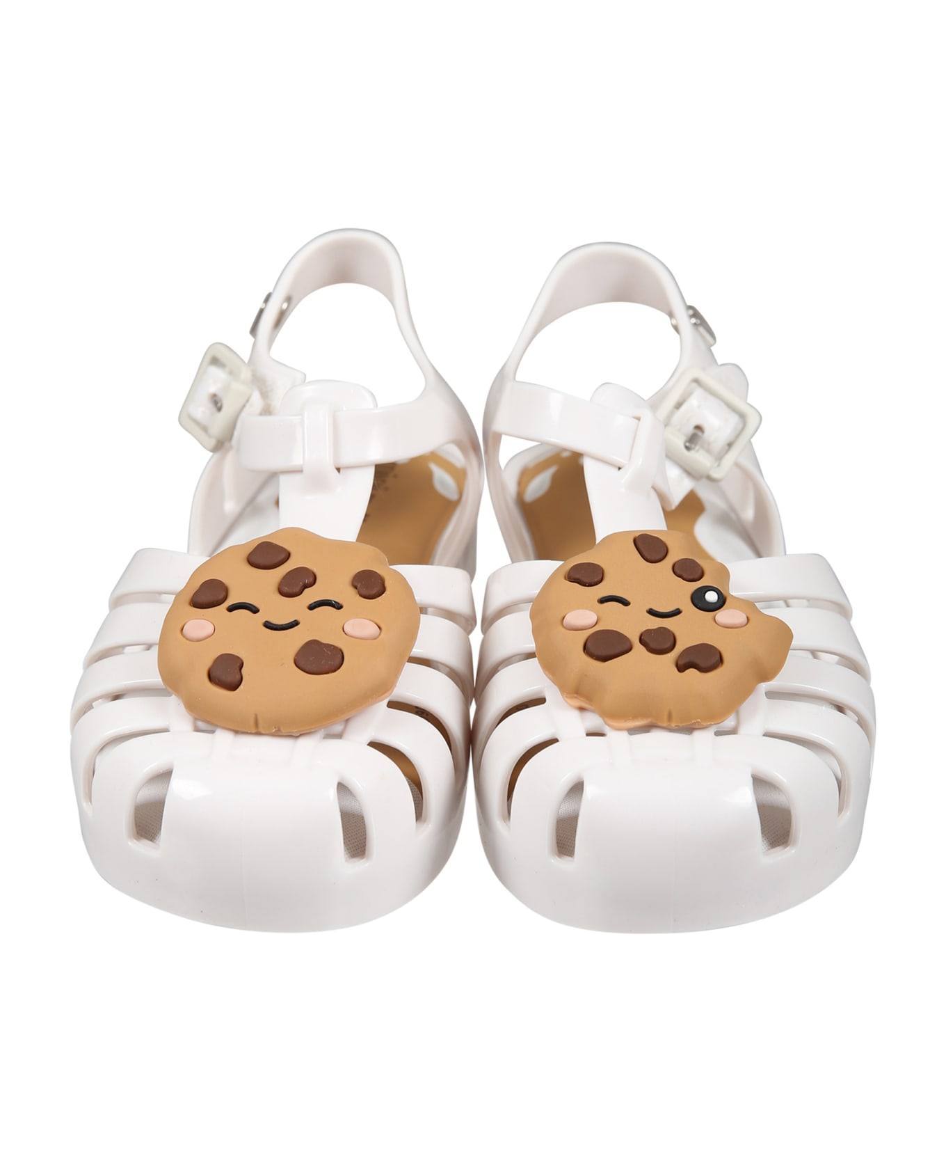 Melissa White Sandals For Kids With Cookie And Logo - White シューズ