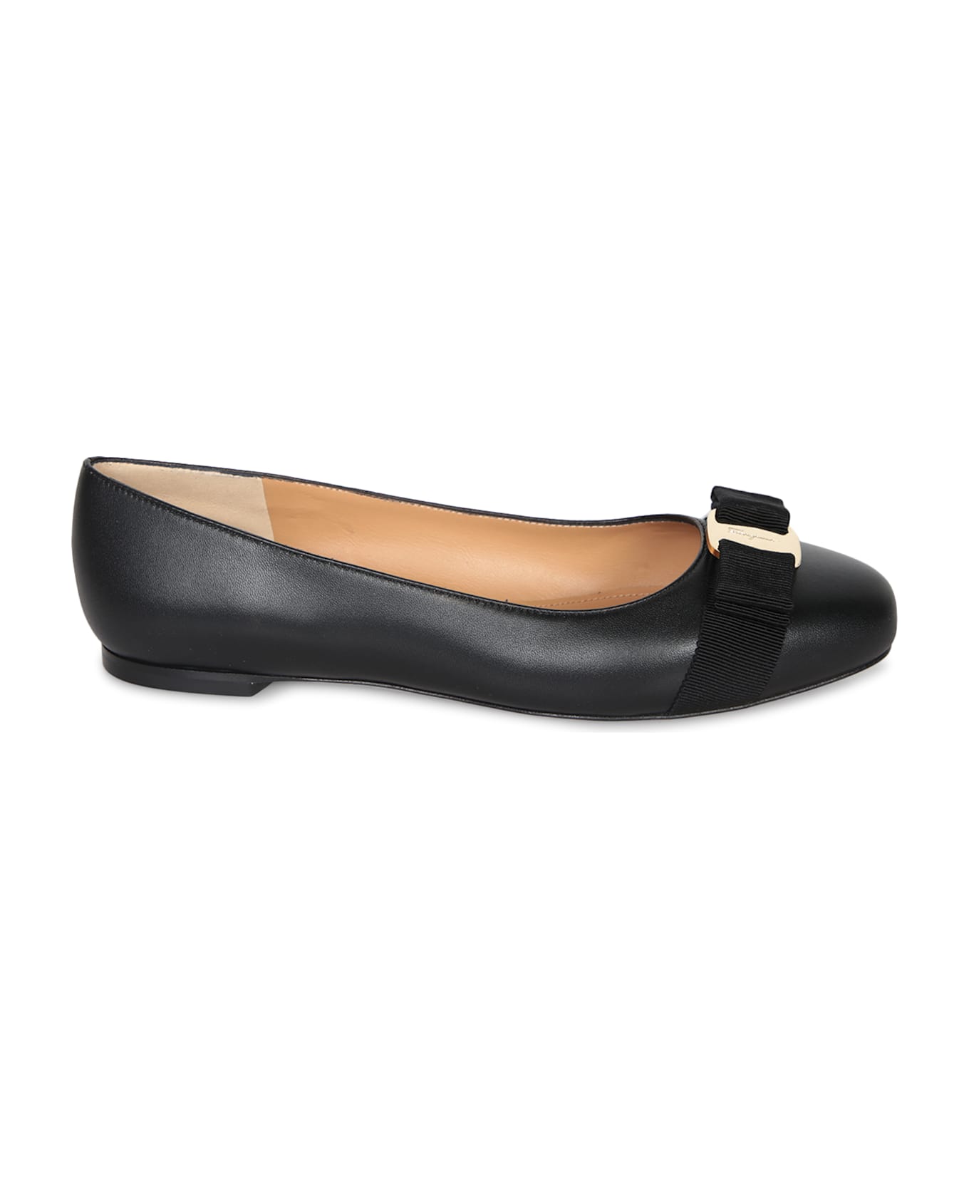 Ferragamo Varina Soft Ballerina In Black - Black