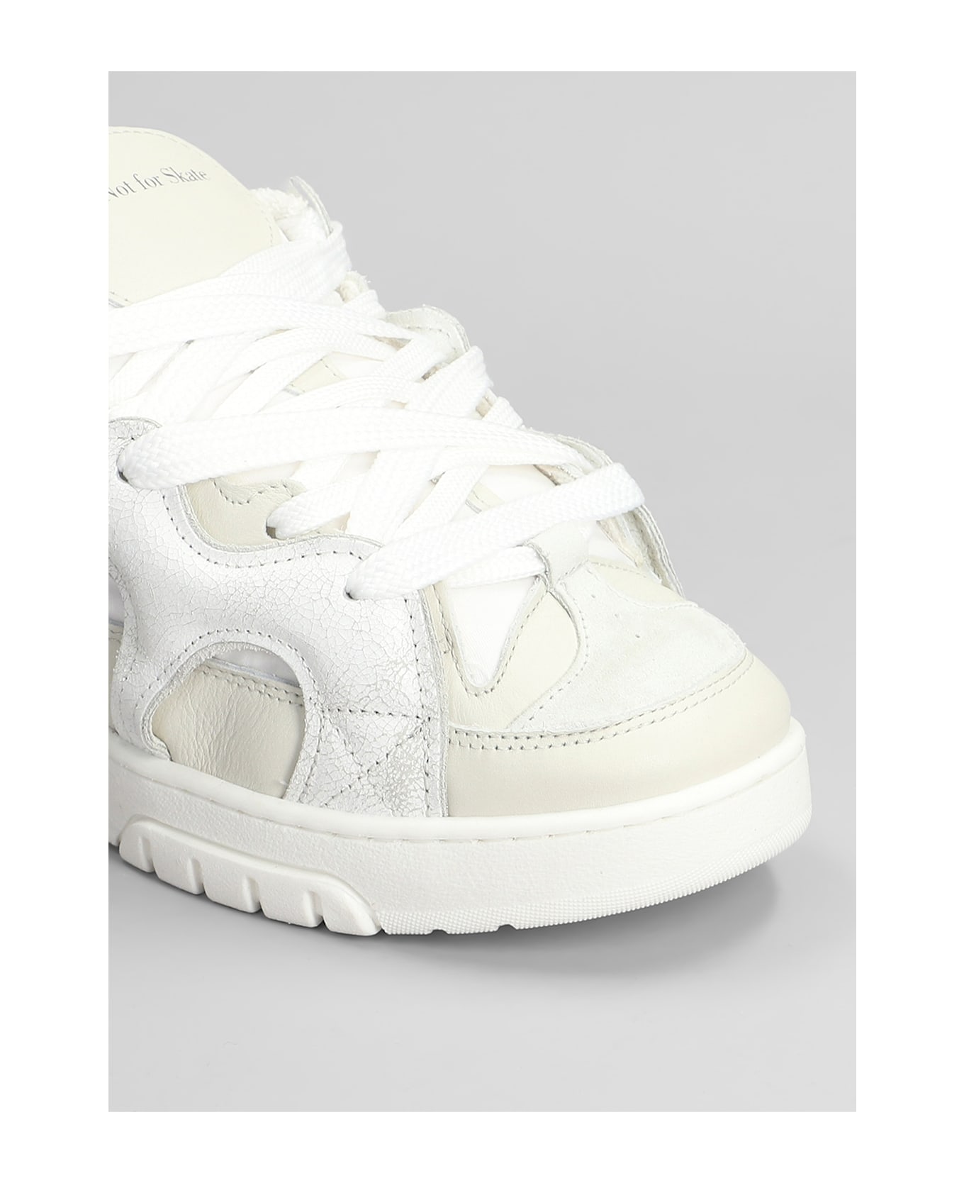 Paura Santha 1 Sneakers In White Leather And Fabric - white