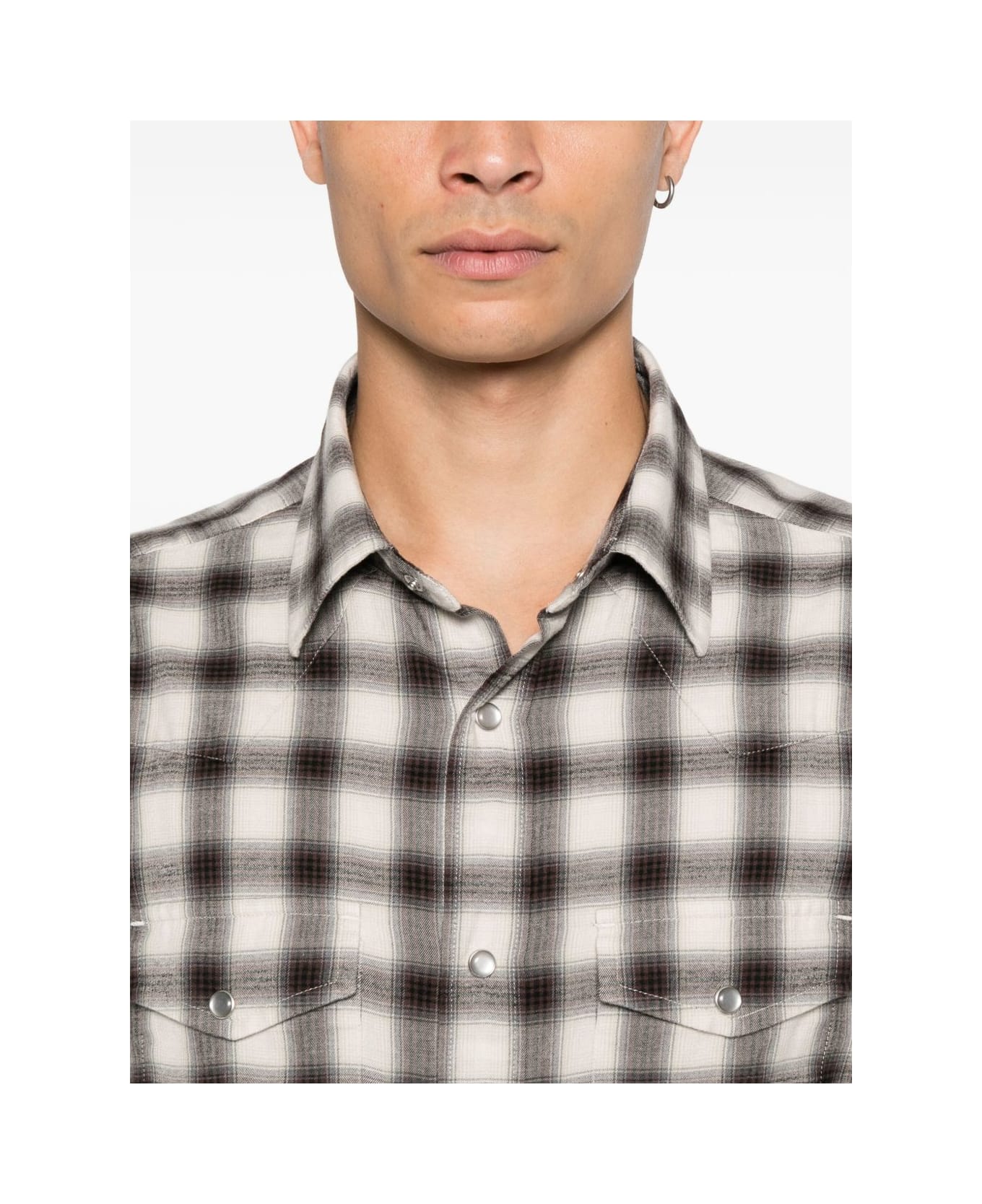 Tom Ford Cotton Blend Checked Shirt - Brown